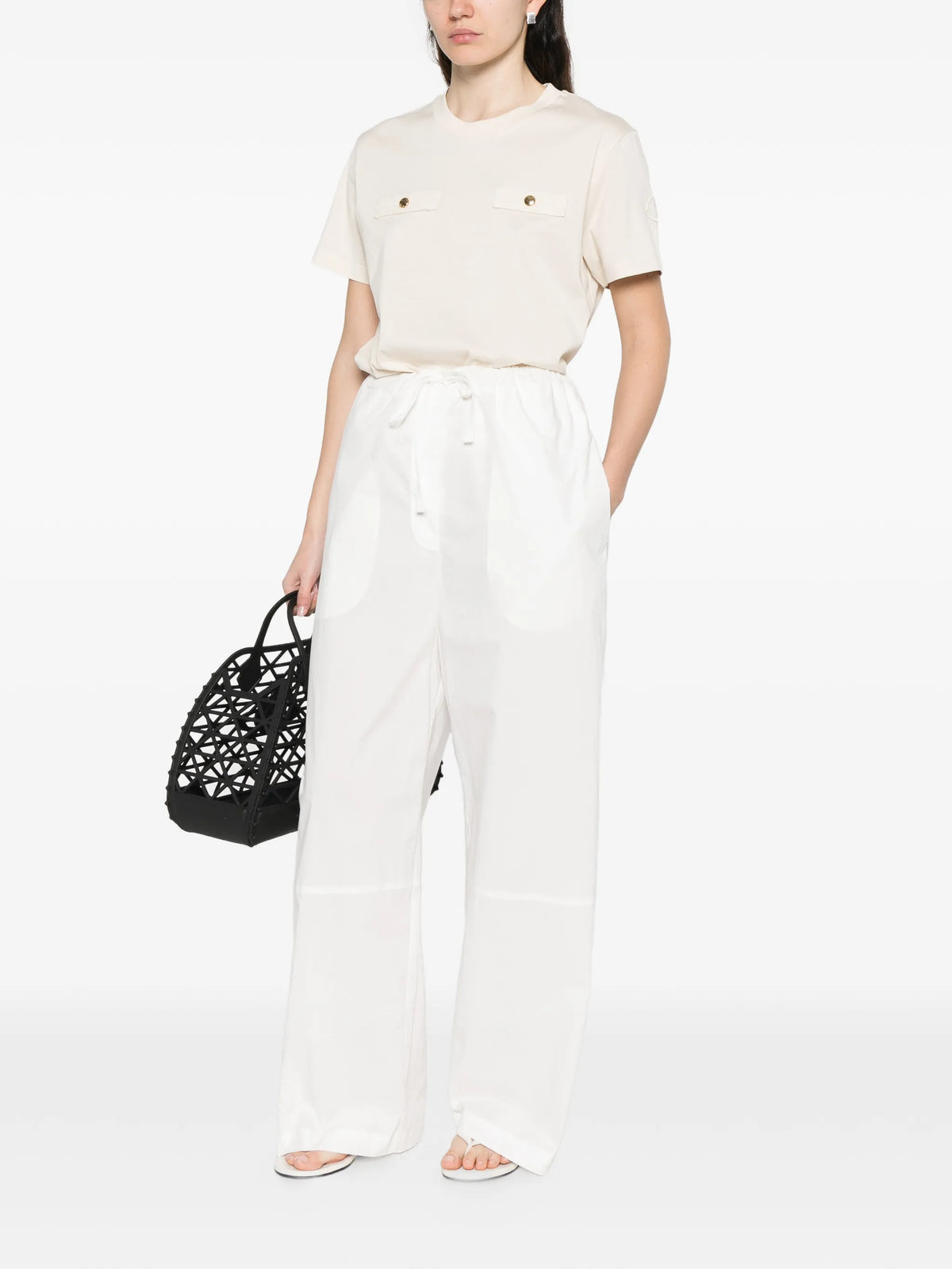Image of Cotton T-Shirt by Moncler for Women - Season Spring-Summer 2026 - Model View 1