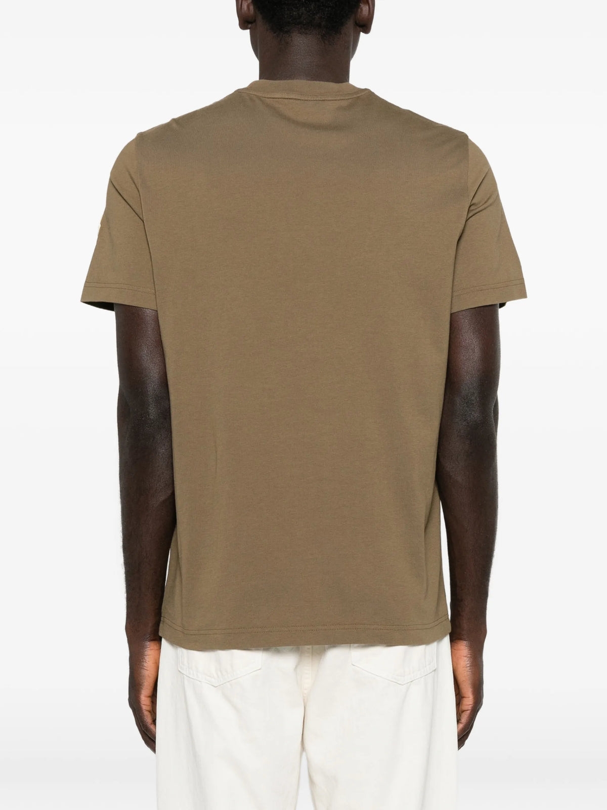 Image of Kaki Logo Print T-Shirt by Moncler for Men - Season Spring-Summer 2026 - Model View 3