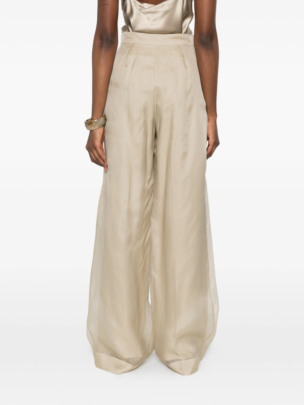 Image of Beige Organza Silk Pants by Max Mara for Women - Season Spring-Summer 2026 - Model View 3