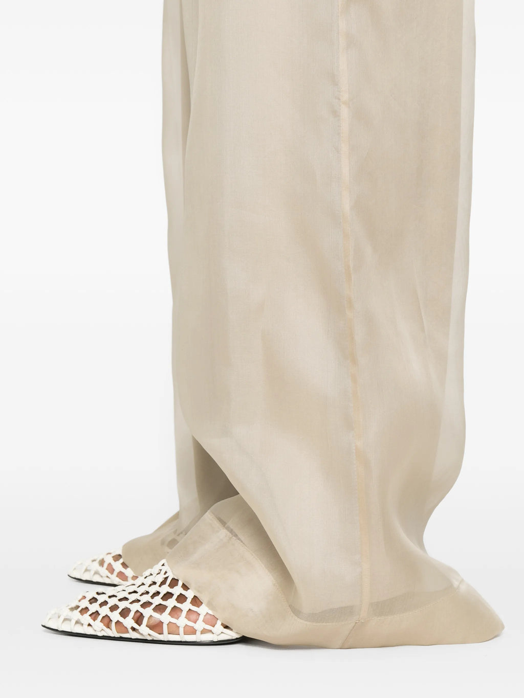 Image of Beige Organza Silk Pants by Max Mara for Women - Season Spring-Summer 2026 - Model View 4
