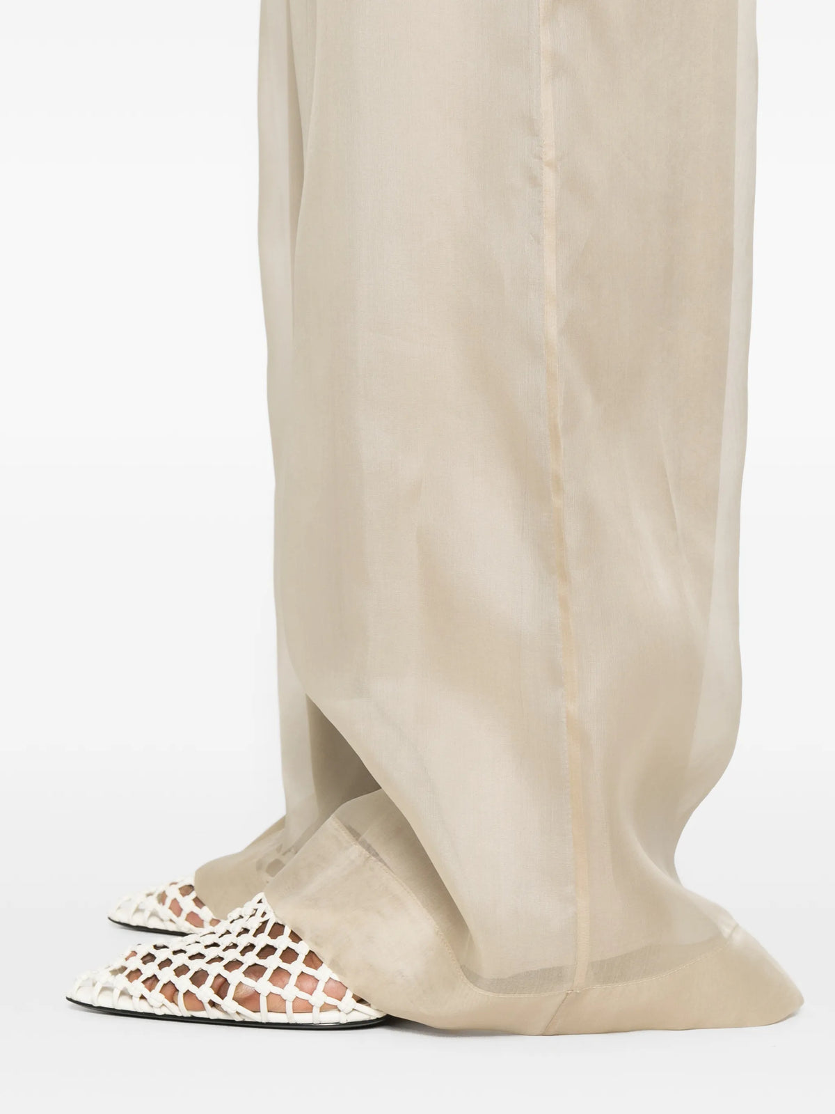 Image of Beige Organza Silk Pants by Max Mara for Women - Season Spring-Summer 2026 - Model View 4