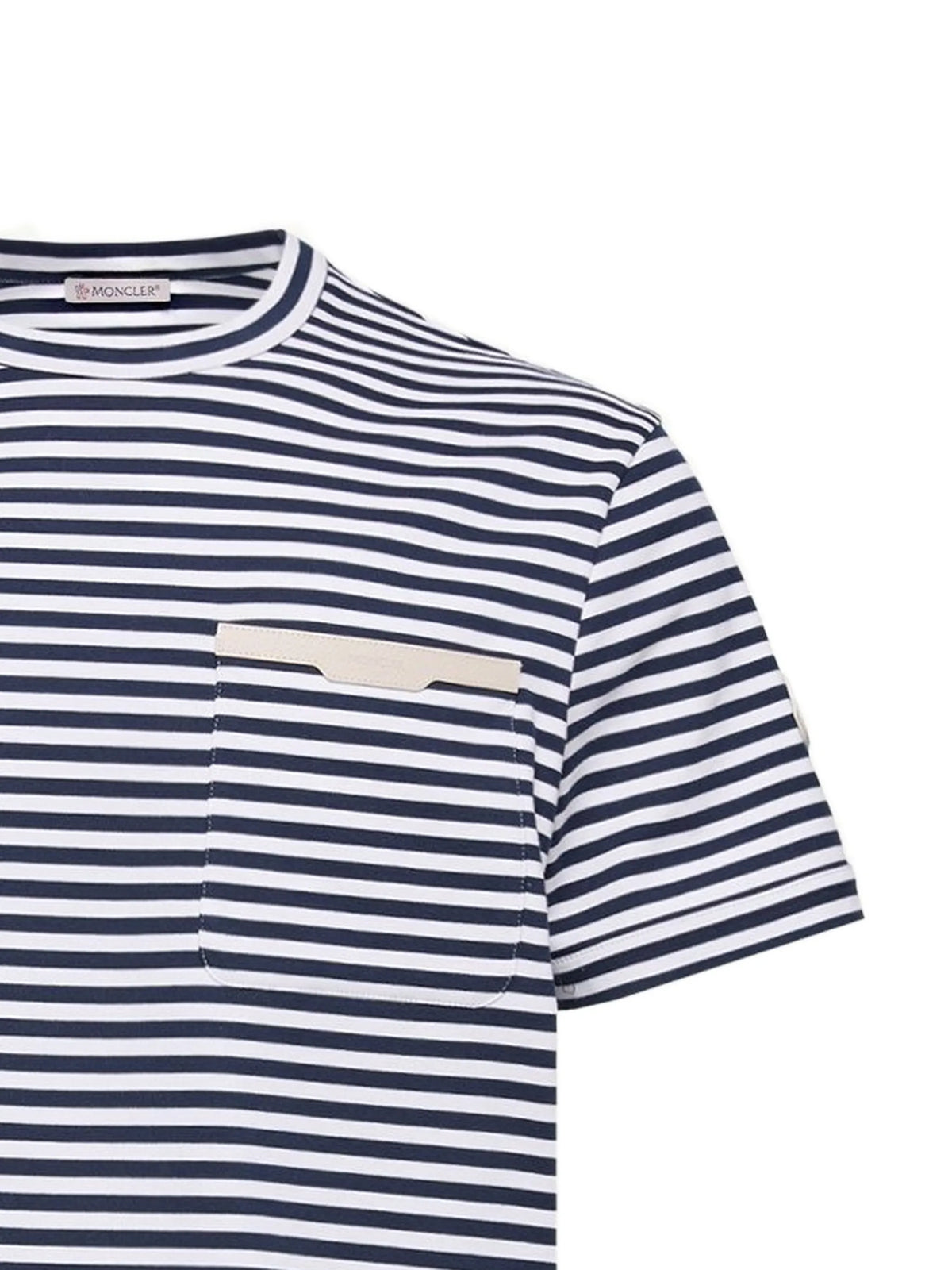 Image of Blue Striped T-Shirt by Moncler for Men - Season Spring-Summer 2026 - Model View 2