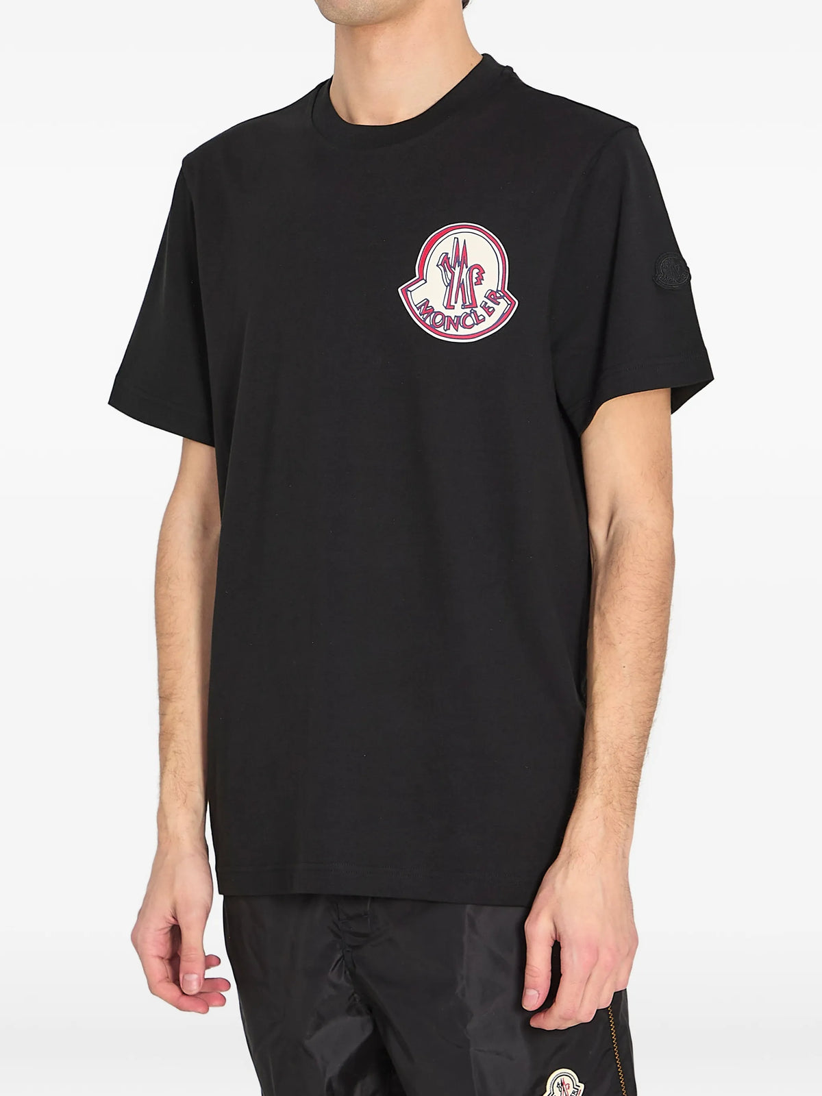 Image of Black Logo T-Shirt by Moncler for Men - Season Spring-Summer 2026 - Model View 2