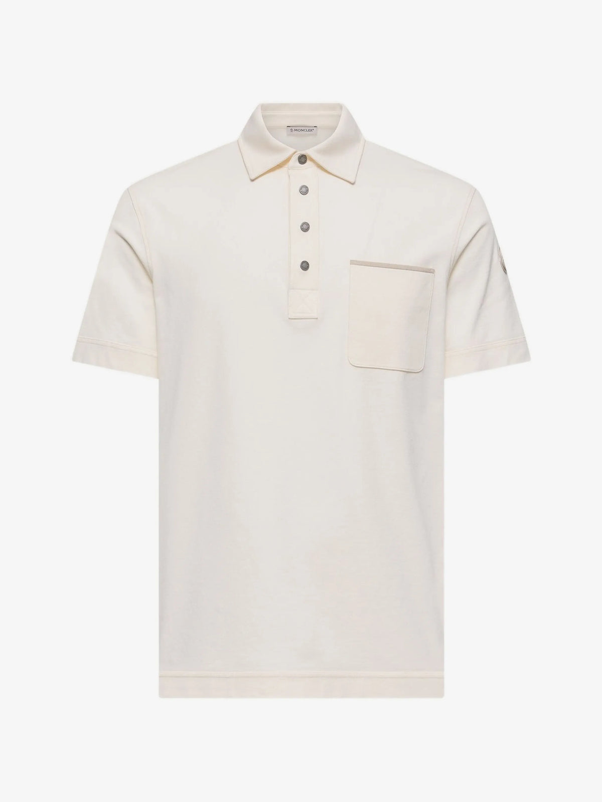 Image of Piqué Cotton Beige Polo by Moncler for Men - Season Spring-Summer 2026 - Model View 1