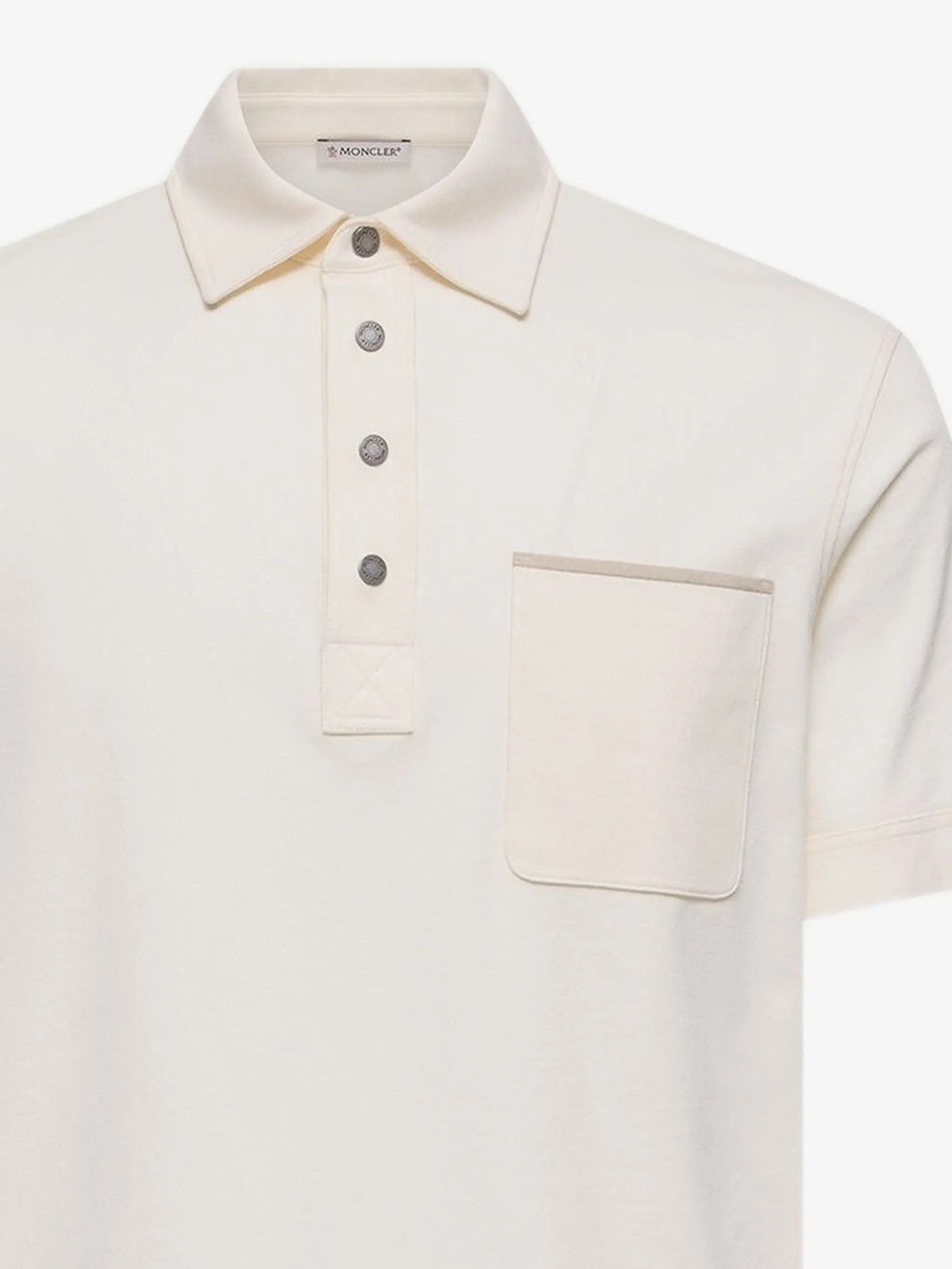 Image of Piqué Cotton Beige Polo by Moncler for Men - Season Spring-Summer 2026 - Model View 2