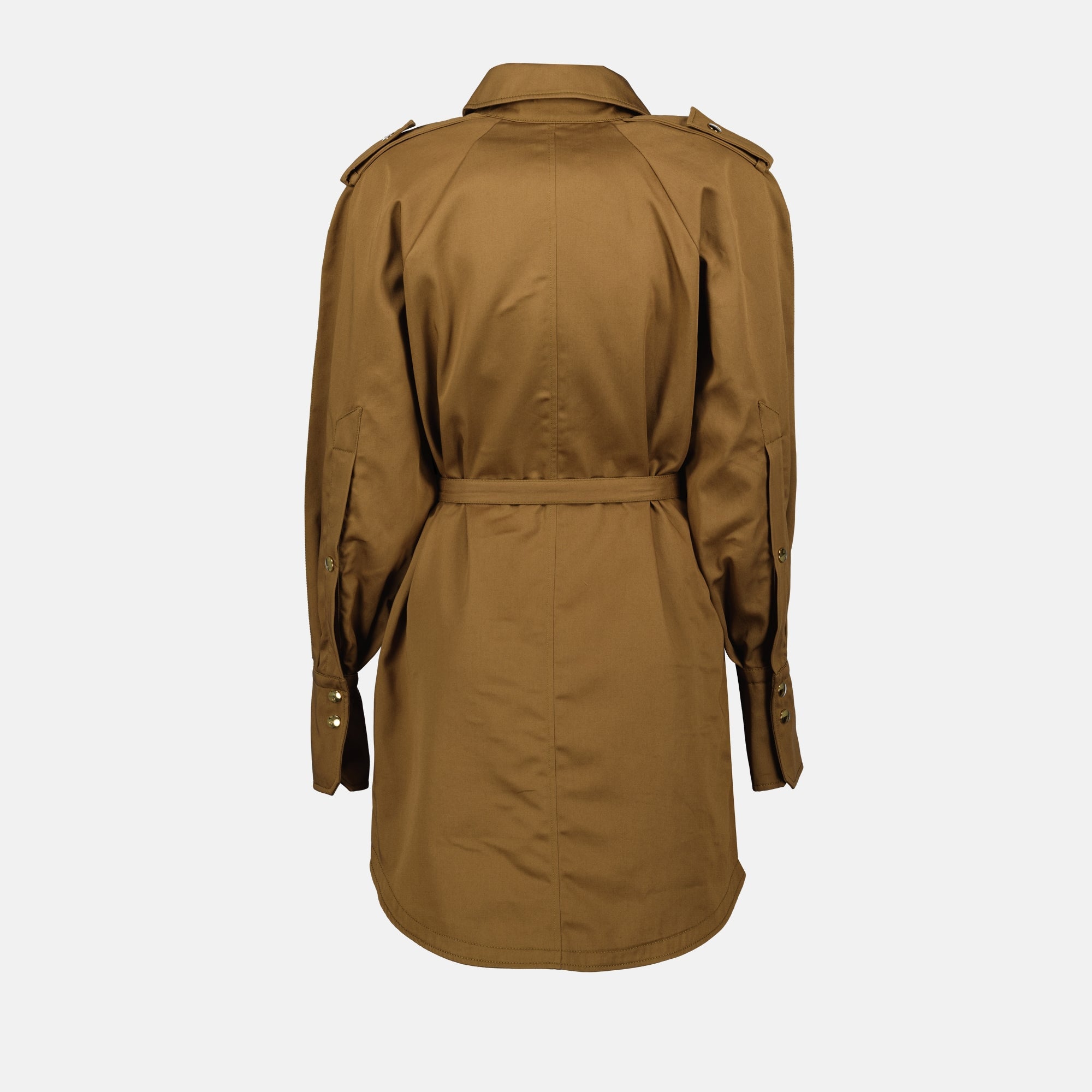 brown shirt dress, Patou dress, cotton gabardine dress, midi dress, women's fashion