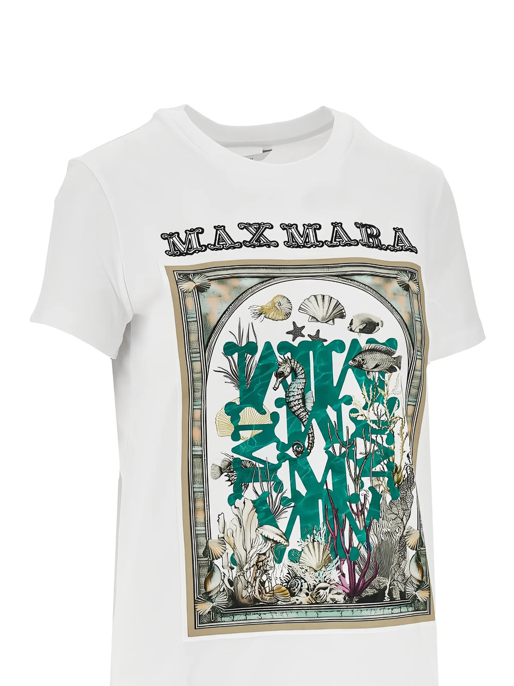 Image of White Cotton Printed T-Shirt by Max Mara for Women - Season Spring-Summer 2026 - Model View 2