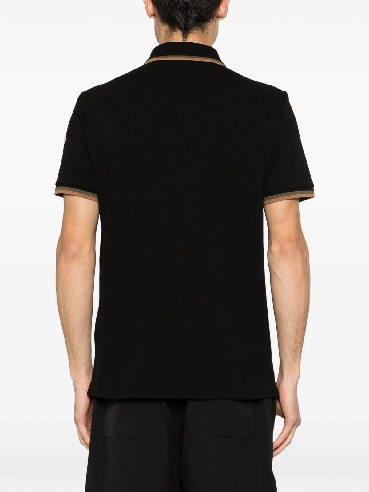 Image of Polo à col double noir by Moncler for Men - Season Spring-Summer 2026 - Model View 3