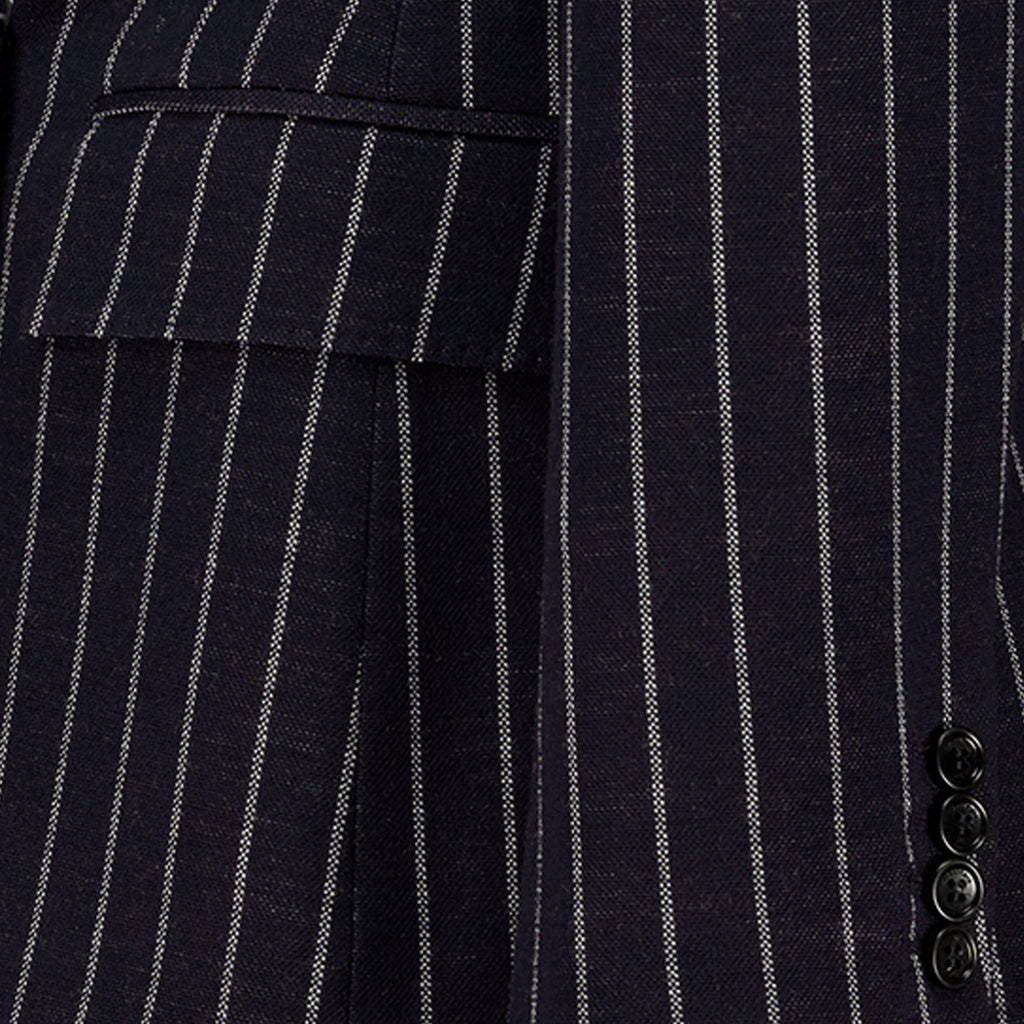 Navy Striped Wool Blazer