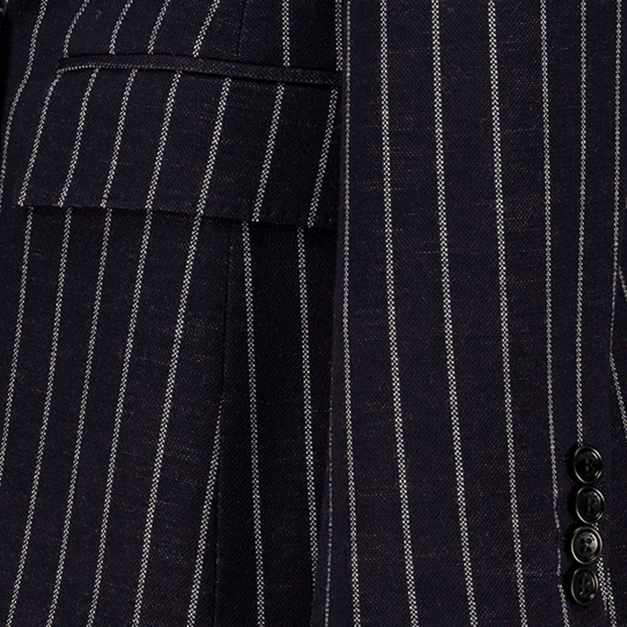 Navy Striped Wool Blazer