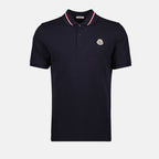 Navy Polo, Moncler Shirt, Cotton Piqué, Logo Polo Shirt, Classic Collar Polo