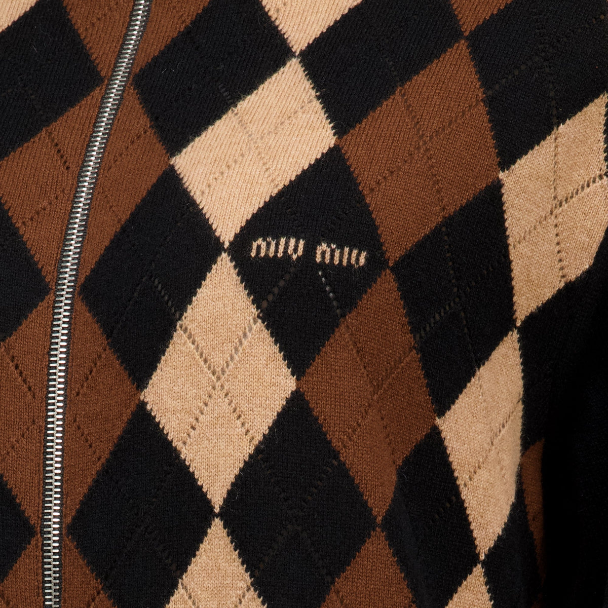 Argyle Cashmere Zip Cardigan