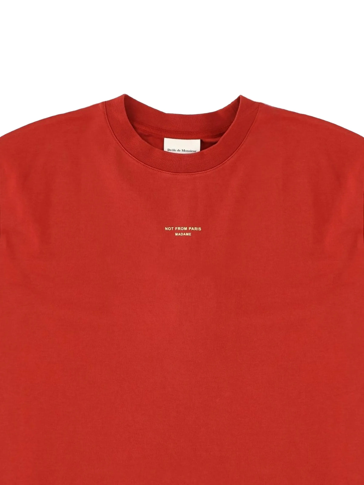 Image of Red Slogan T-Shirt - Drôle de Monsieur by Drole De Monsieur for Men - Season Spring-Summer 2026 - Model View 2