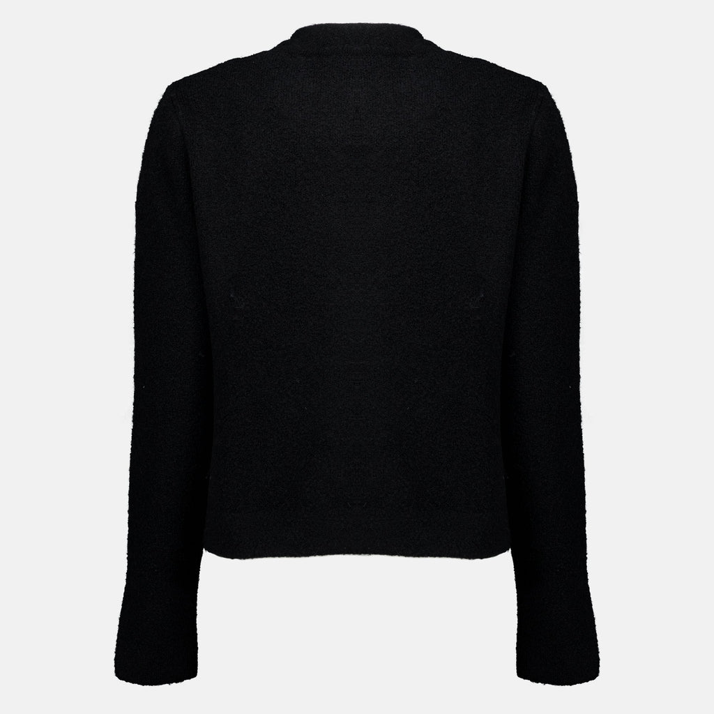 Black Bi-Material Cardigan