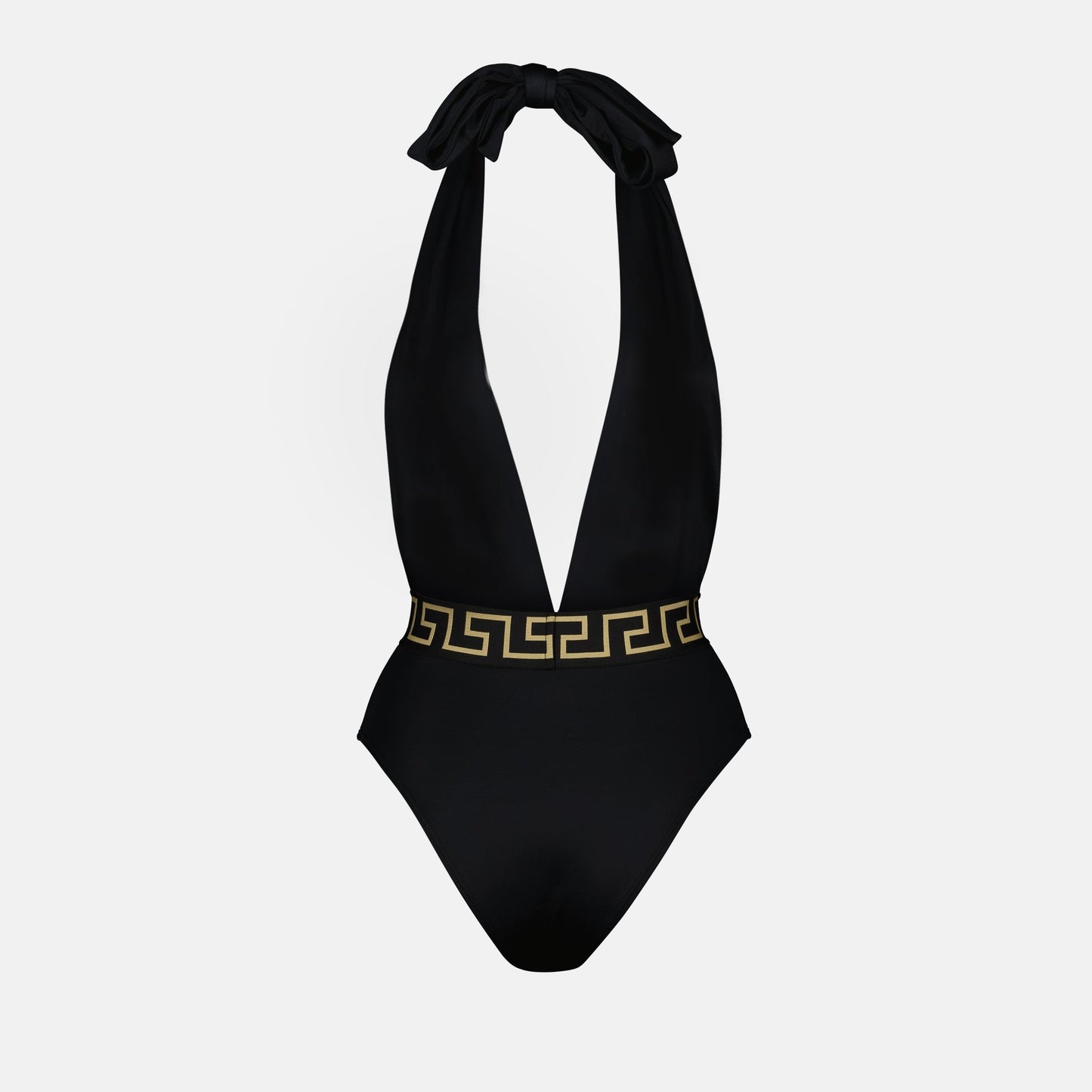 Versace swimsuit, one-piece swimsuit, black swimsuit, luxury swimwear, high-end swimwear