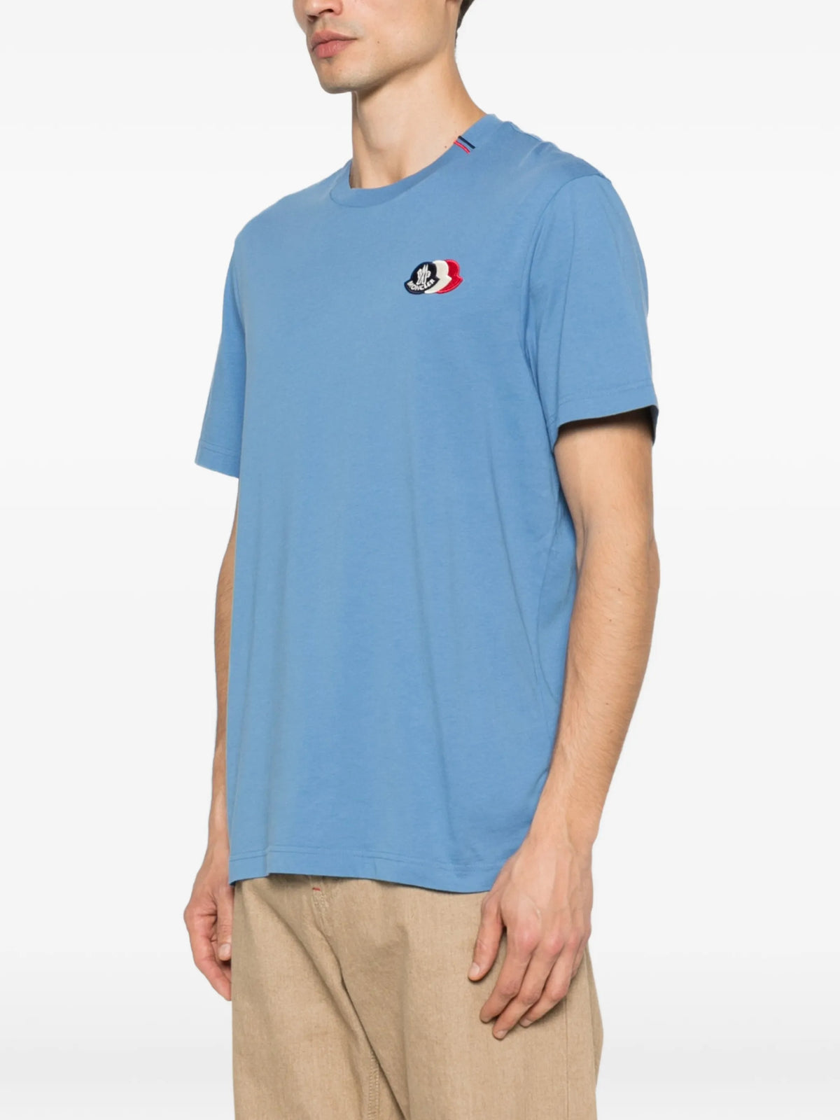 Image of Tricolore Logo Cotton T-Shirt by Moncler for Men - Season Spring-Summer 2026 - Model View 2