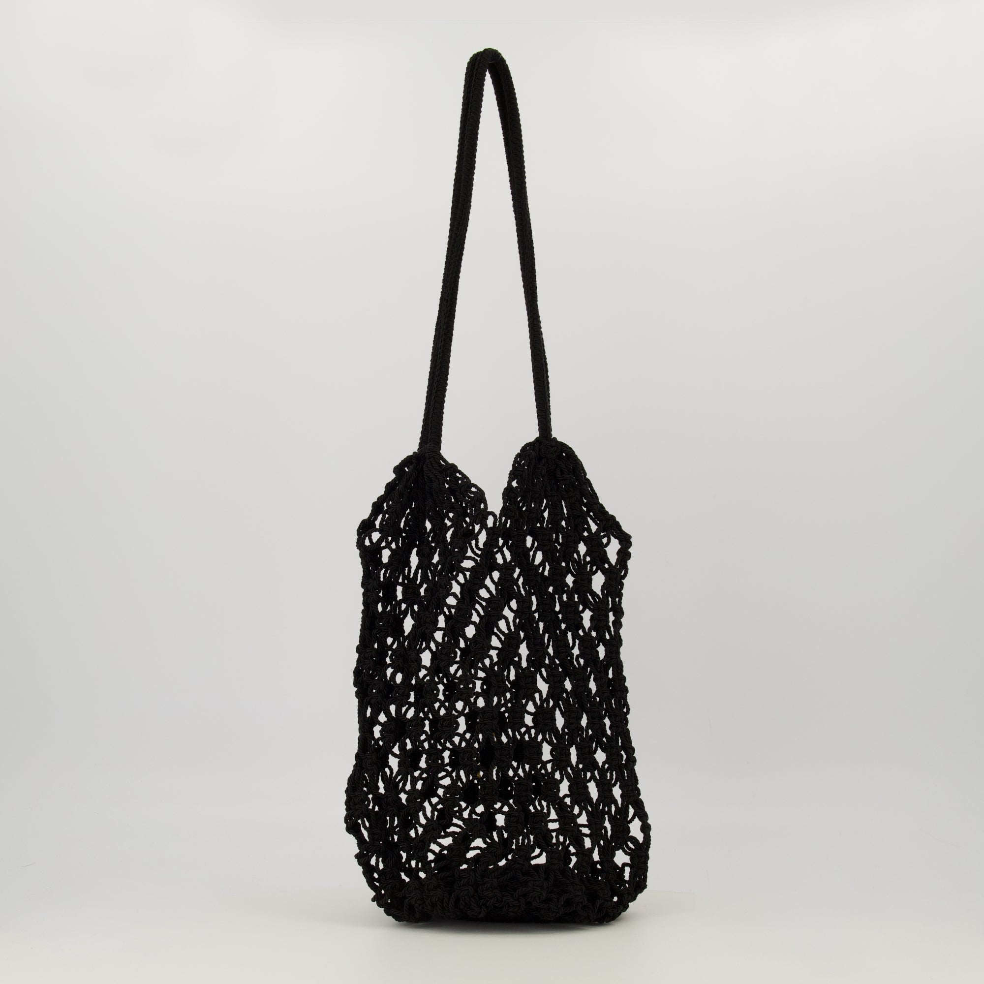 Saint Laurent tote, black crochet bag, luxury handbag, Autumn-Winter 2025, raffia effect tote