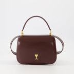 Ami Paris, Top Handle bag, burgundy leather bag, unisex accessories, luxury handbags