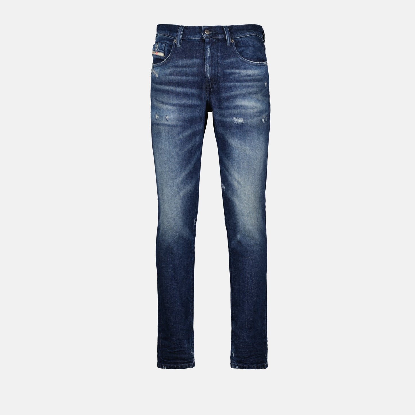 Diesel jeans, slim fit jeans, distressed jeans, blue denim jeans, luxury jeans