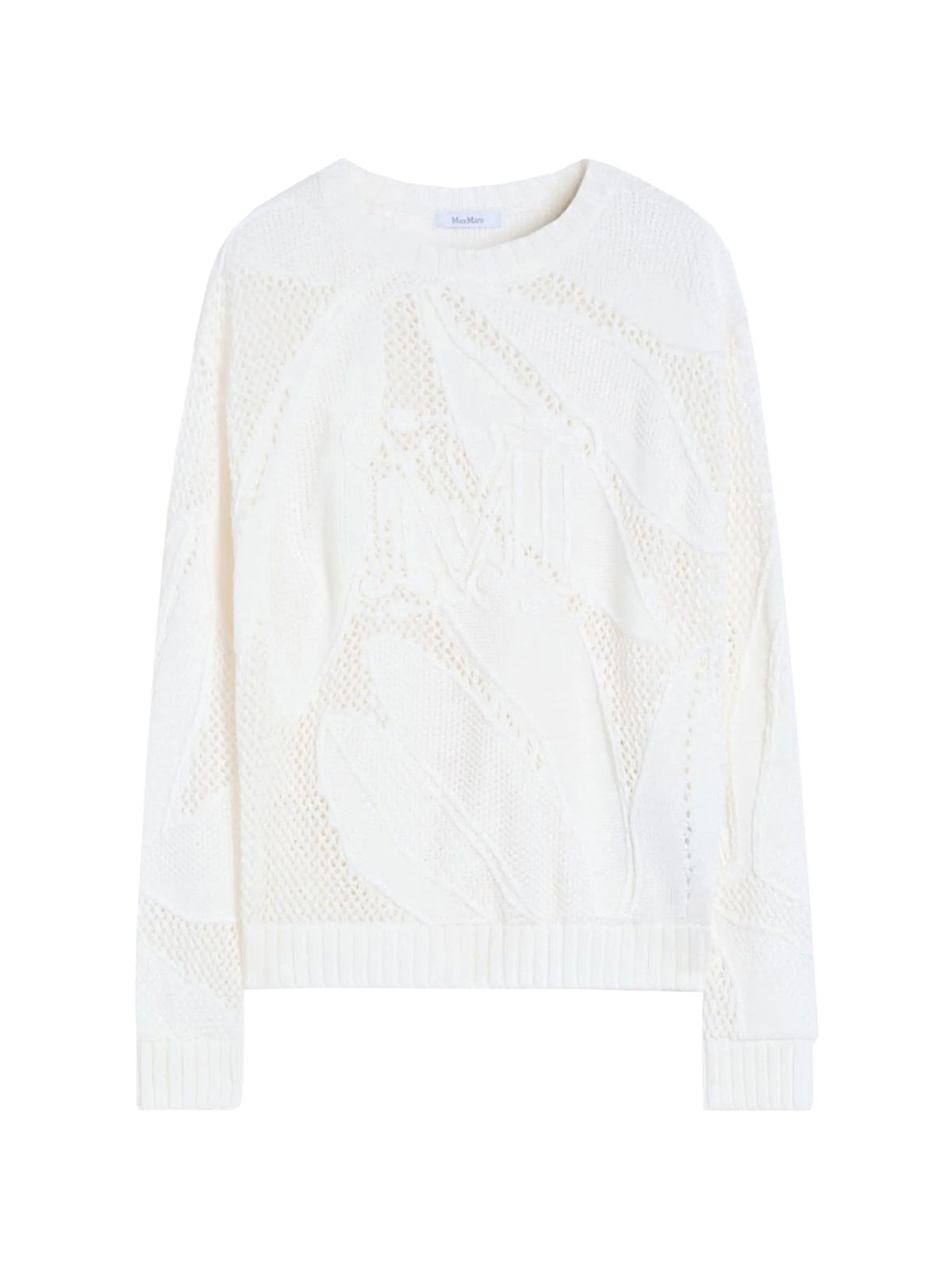 Image of White Cotton Embroidered Sweater by Max Mara for Women - Season Spring-Summer 2026 - Model View 1
