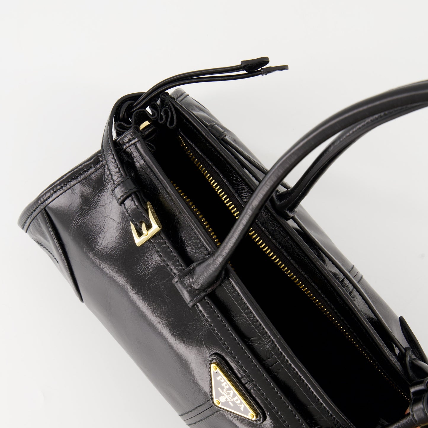 Prada handbag, black leather bag, luxury handbag, Autumn-Winter 2024, elegant accessory