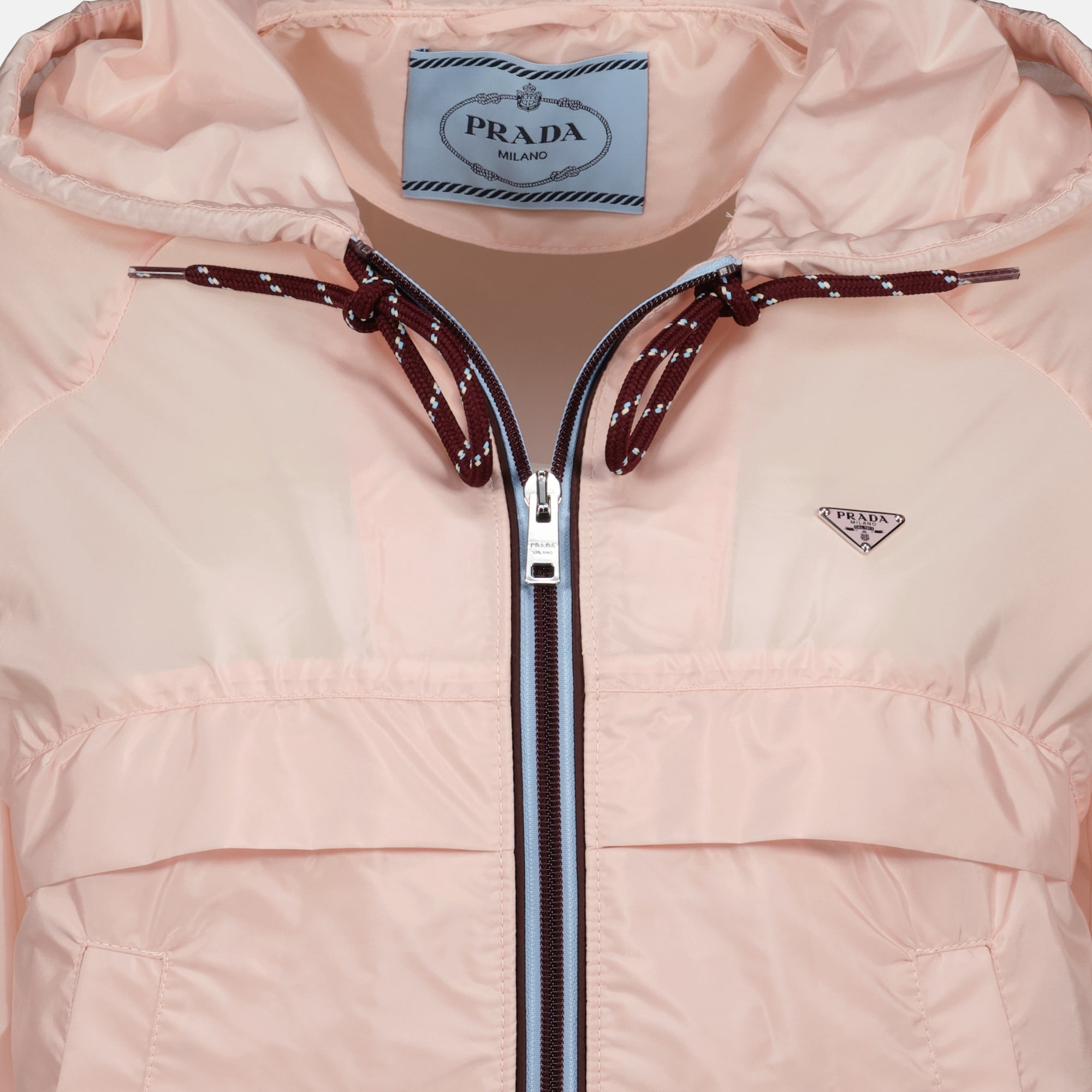 Image of Pink Short Re-Nylon Windbreaker by Prada for Women - Season Spring-Summer 2026 - Detail View 1