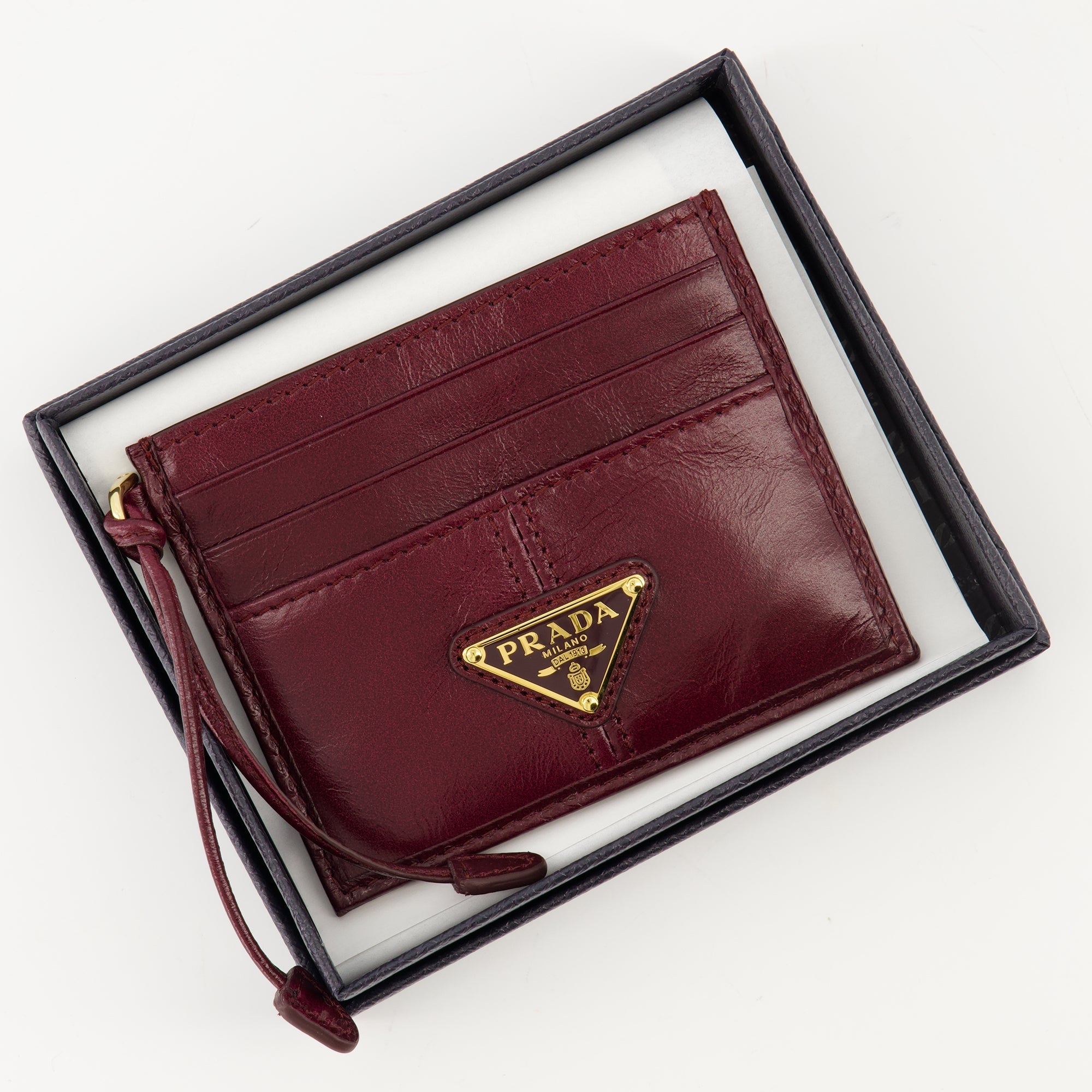 prada burgundy leather card holder we in style prada women 15494543638908