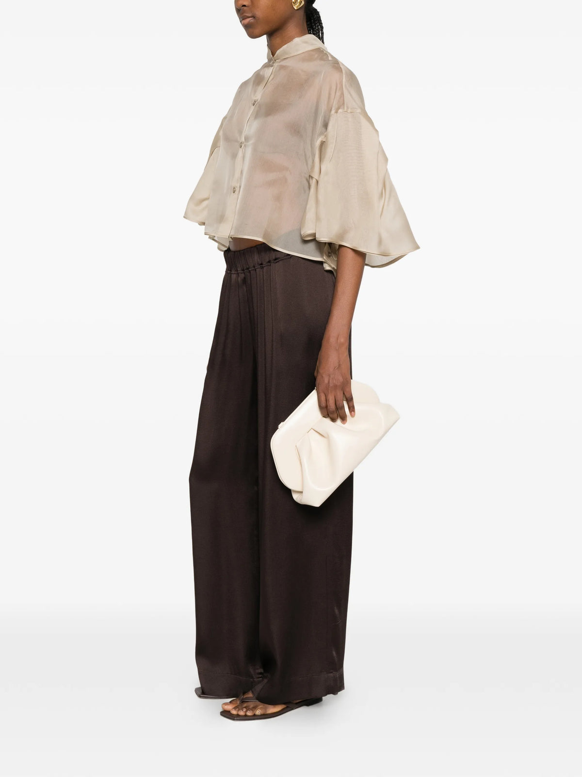 Image of Beige Silk Organza Shirt by Max Mara for Women - Season Spring-Summer 2026 - Model View 1