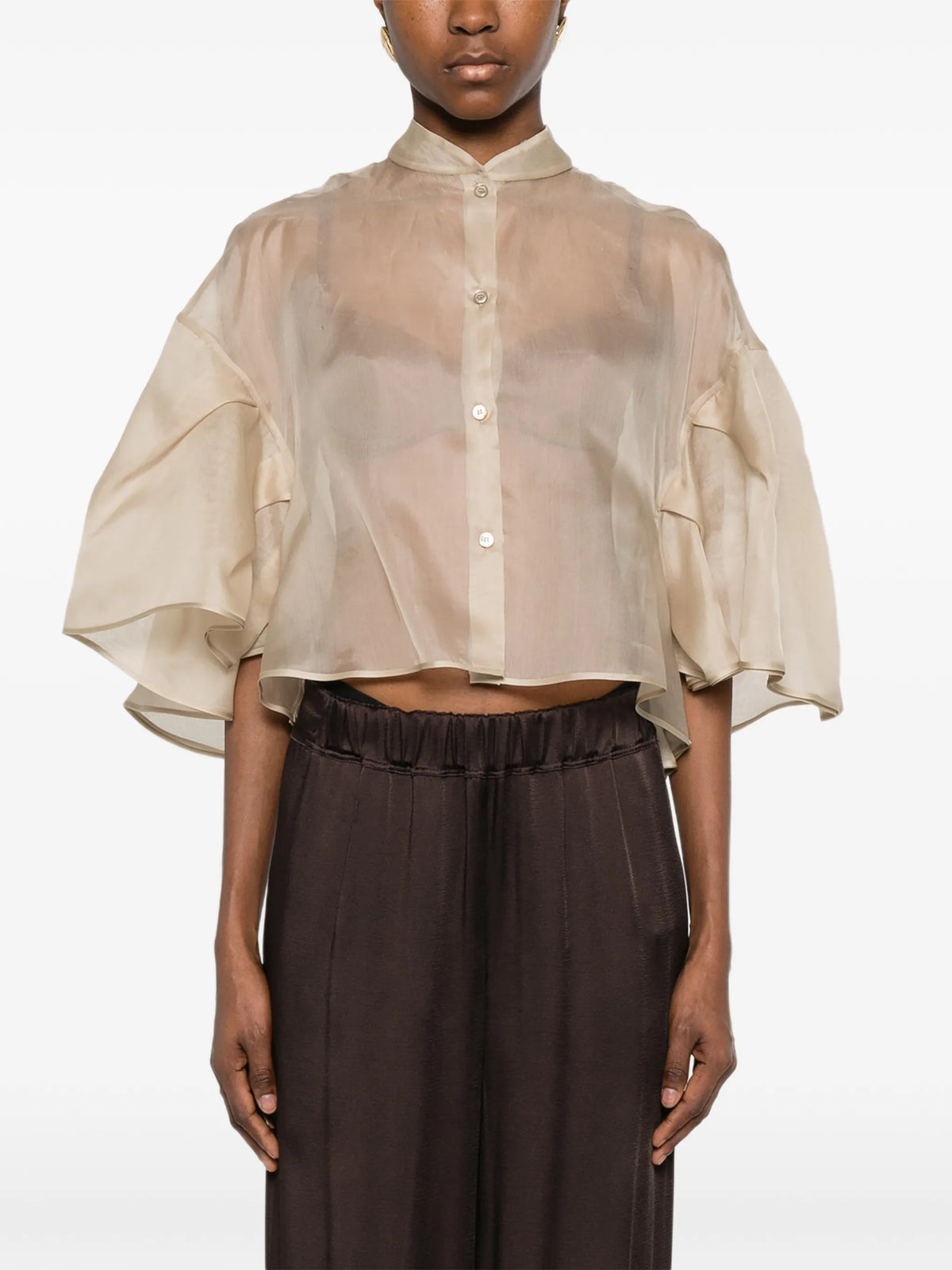 Image of Beige Silk Organza Shirt by Max Mara for Women - Season Spring-Summer 2026 - Model View 2