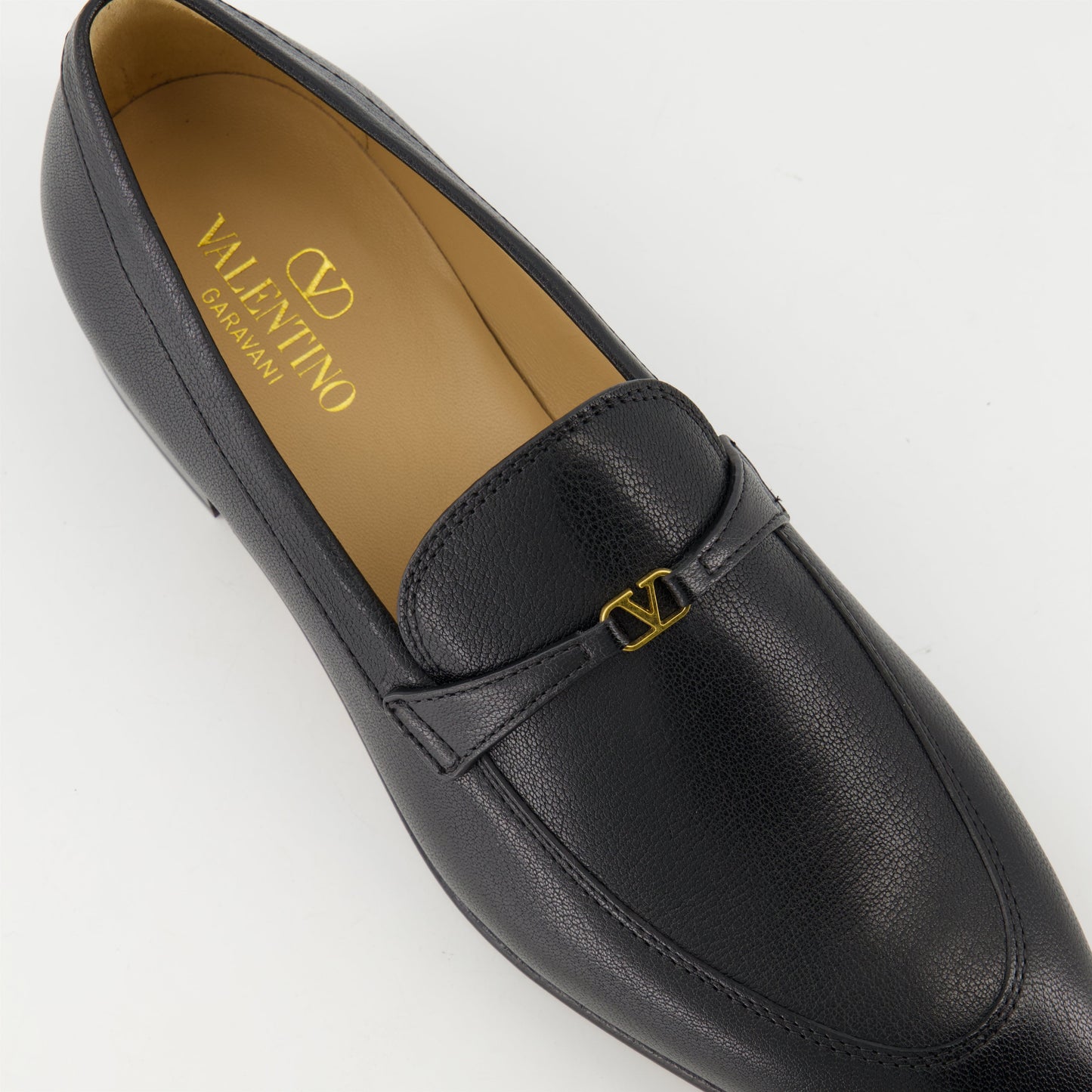 VLogo loafers, leather loafers, Valentino footwear, designer loafers, black loafers