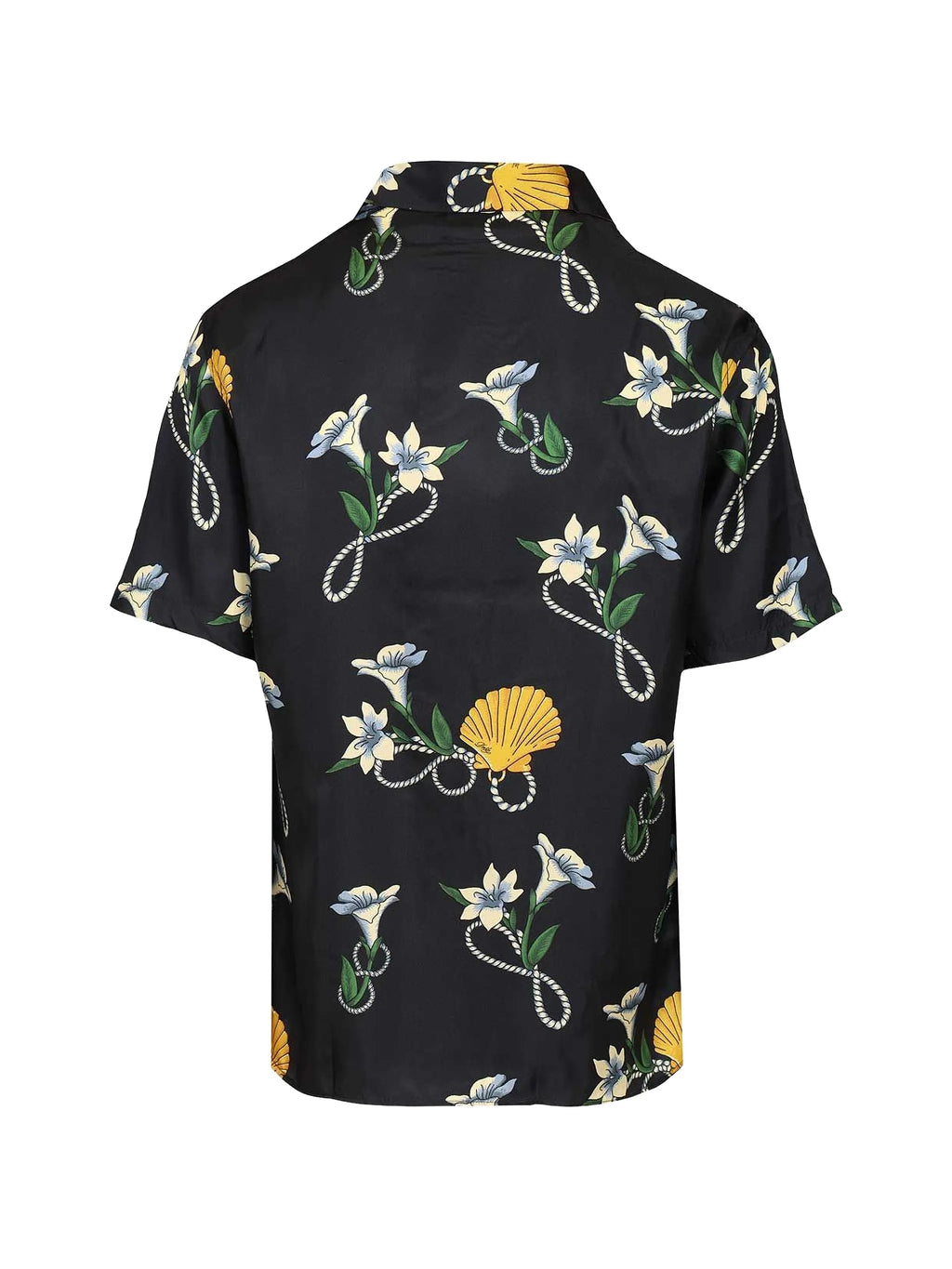 Image of Shell Silk Shirt Navy Blue - Drôle de Monsieur by Drole De Monsieur for Men - Season Spring-Summer 2026 - Model View 2