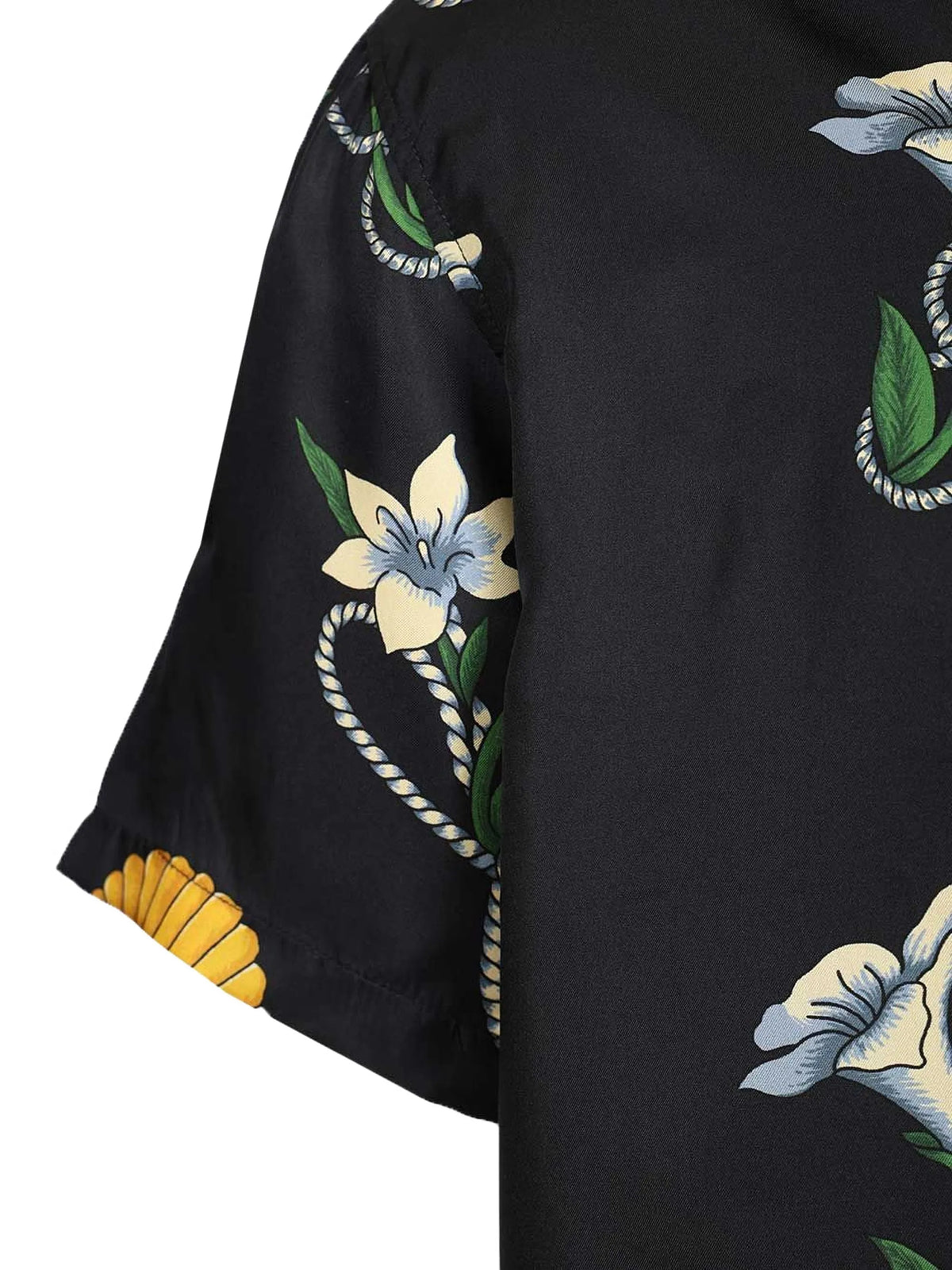 Image of Shell Silk Shirt Navy Blue - Drôle de Monsieur by Drole De Monsieur for Men - Season Spring-Summer 2026 - Model View 4