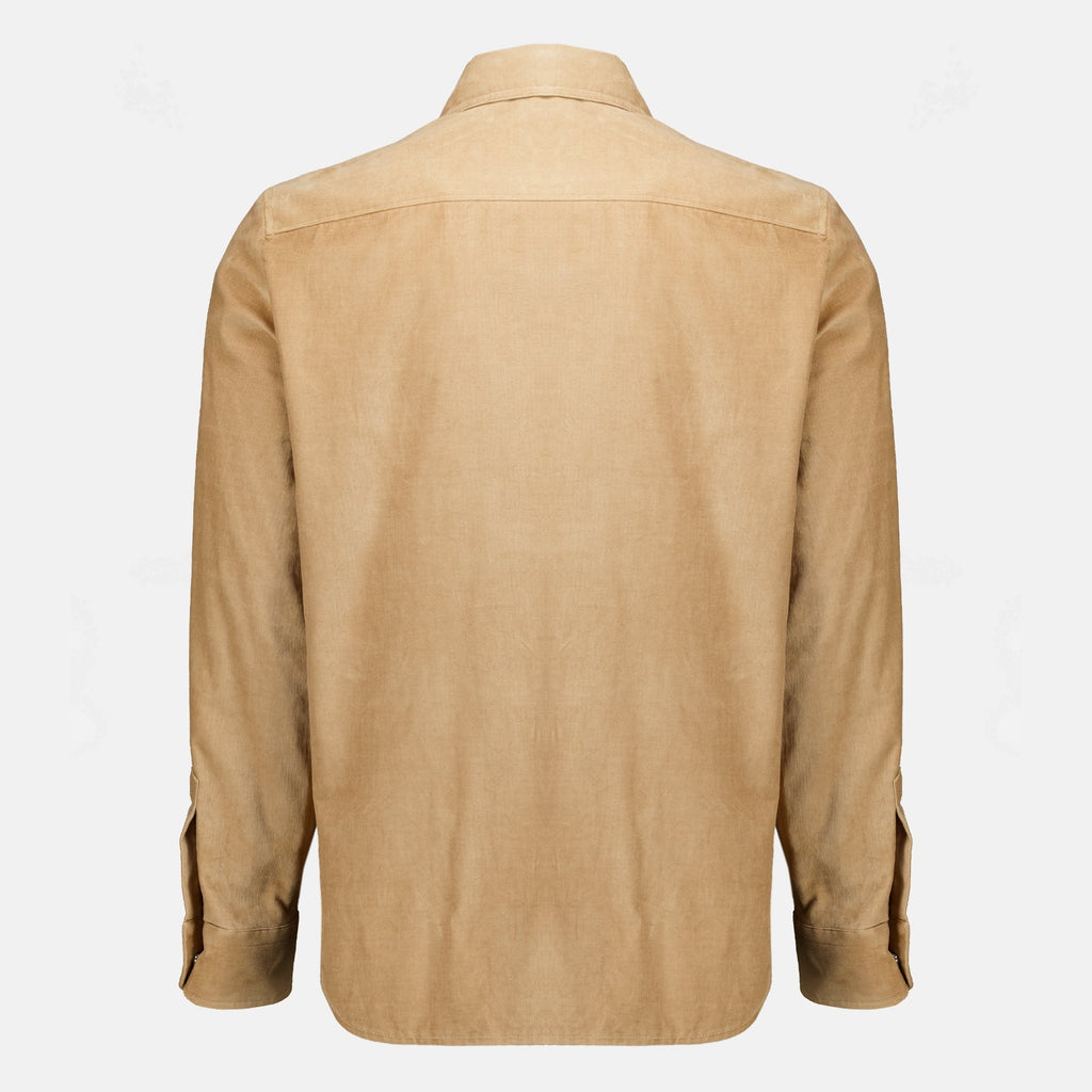 Beige kordfløyelsskjorte
