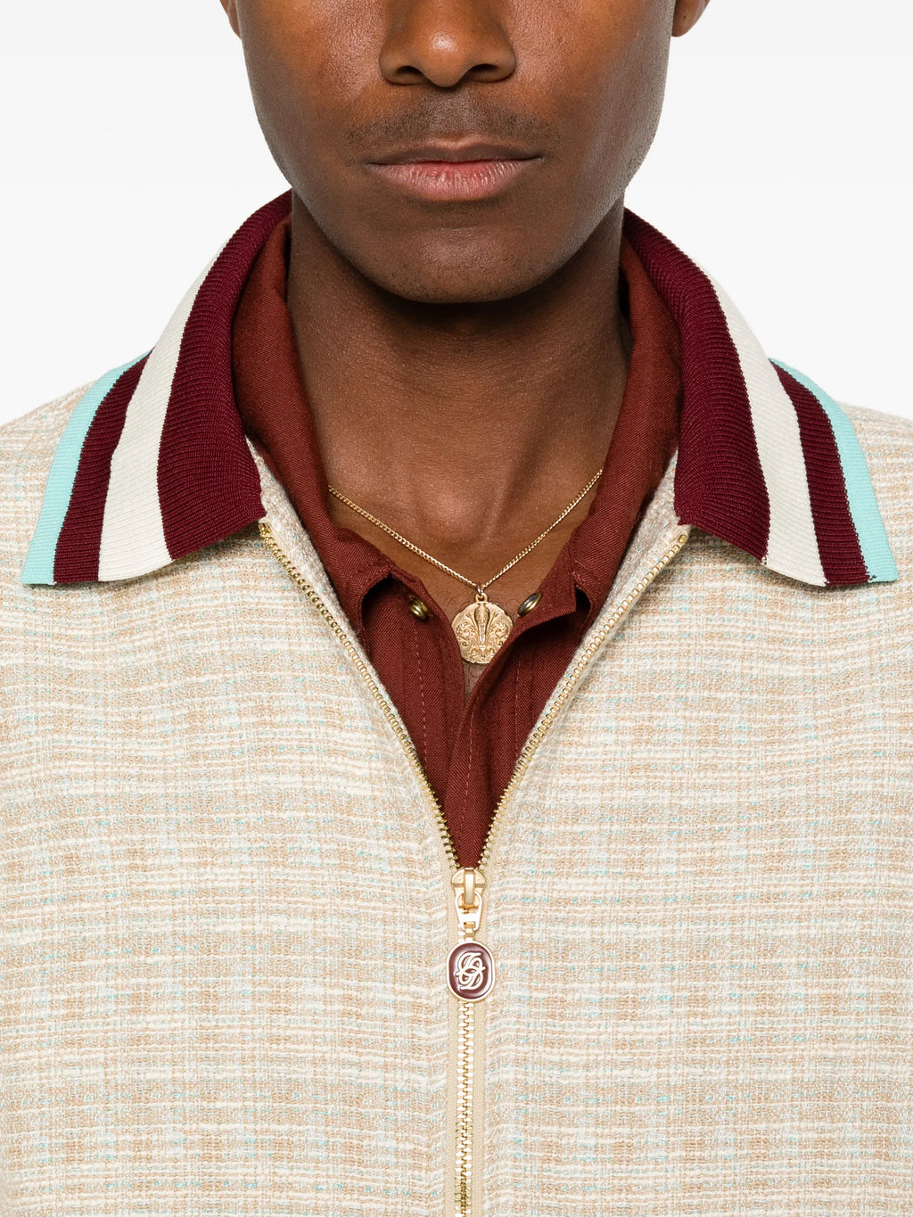 Image of Beige Tweed Jacket Droled de Monsieur by Drole De Monsieur for Men - Season Spring-Summer 2026 - Model View 4