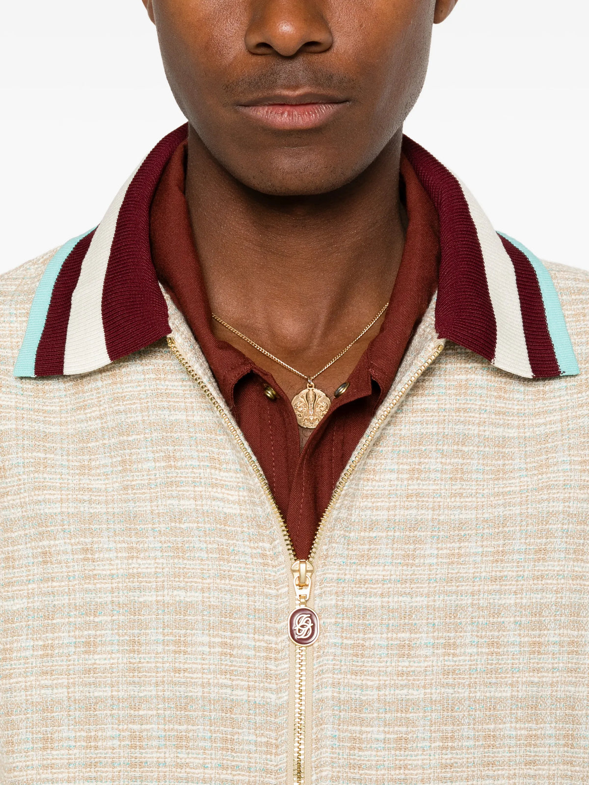 Image of Beige Tweed Jacket Droled de Monsieur by Drole De Monsieur for Men - Season Spring-Summer 2026 - Model View 4