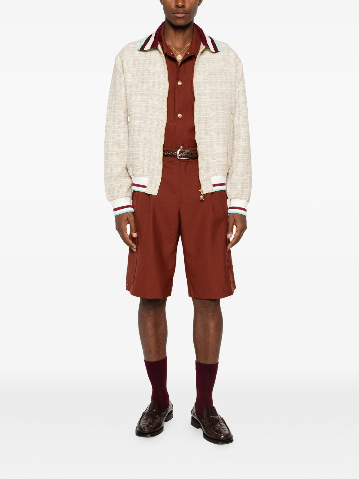 Image of Beige Tweed Jacket Droled de Monsieur by Drole De Monsieur for Men - Season Spring-Summer 2026 - Model View 1
