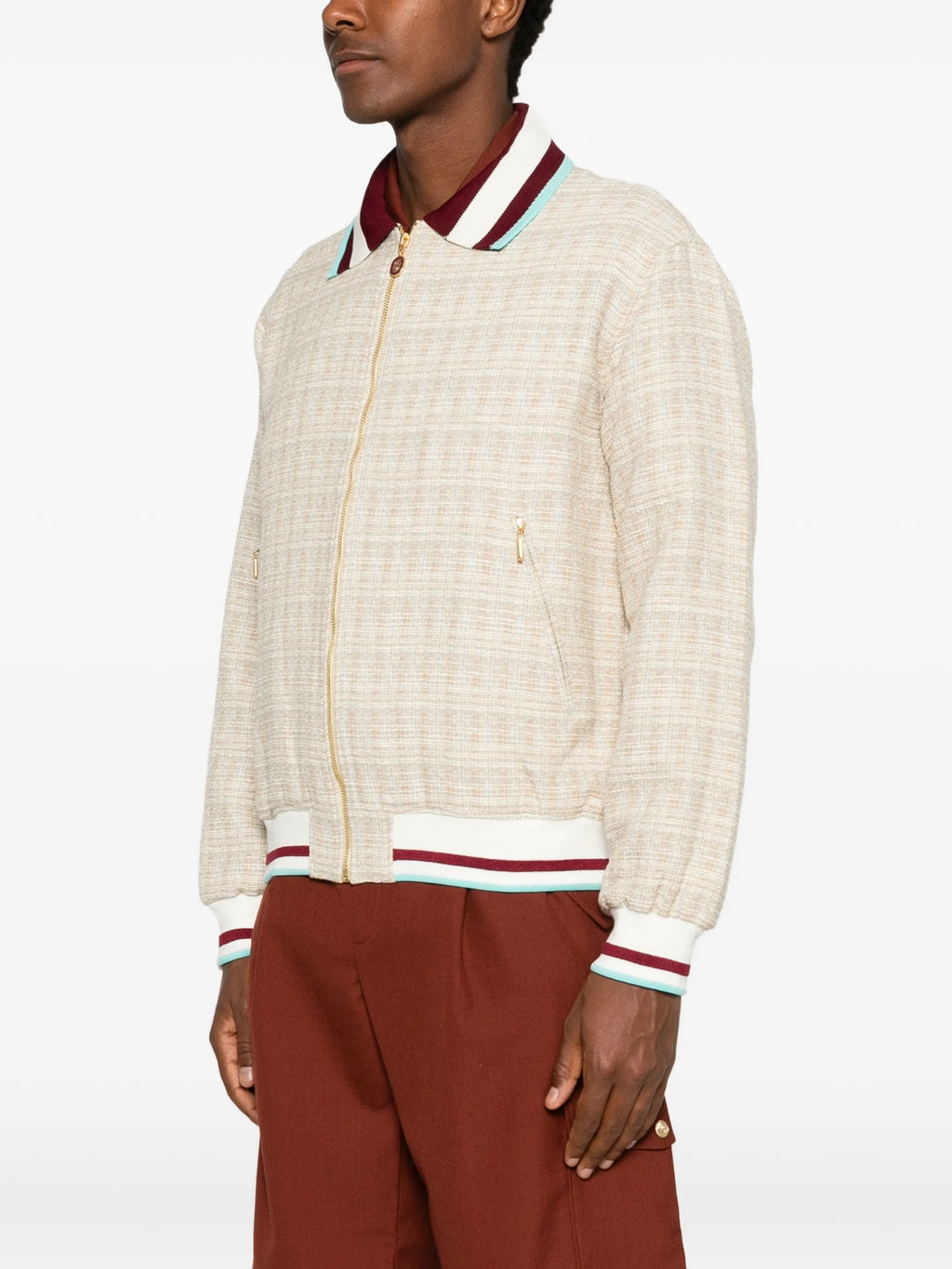 Image of Beige Tweed Jacket Droled de Monsieur by Drole De Monsieur for Men - Season Spring-Summer 2026 - Model View 2