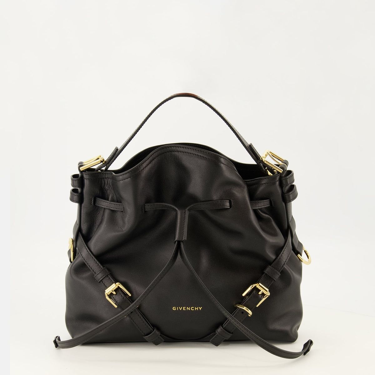 Voyou Bucket Leather Bag in Black