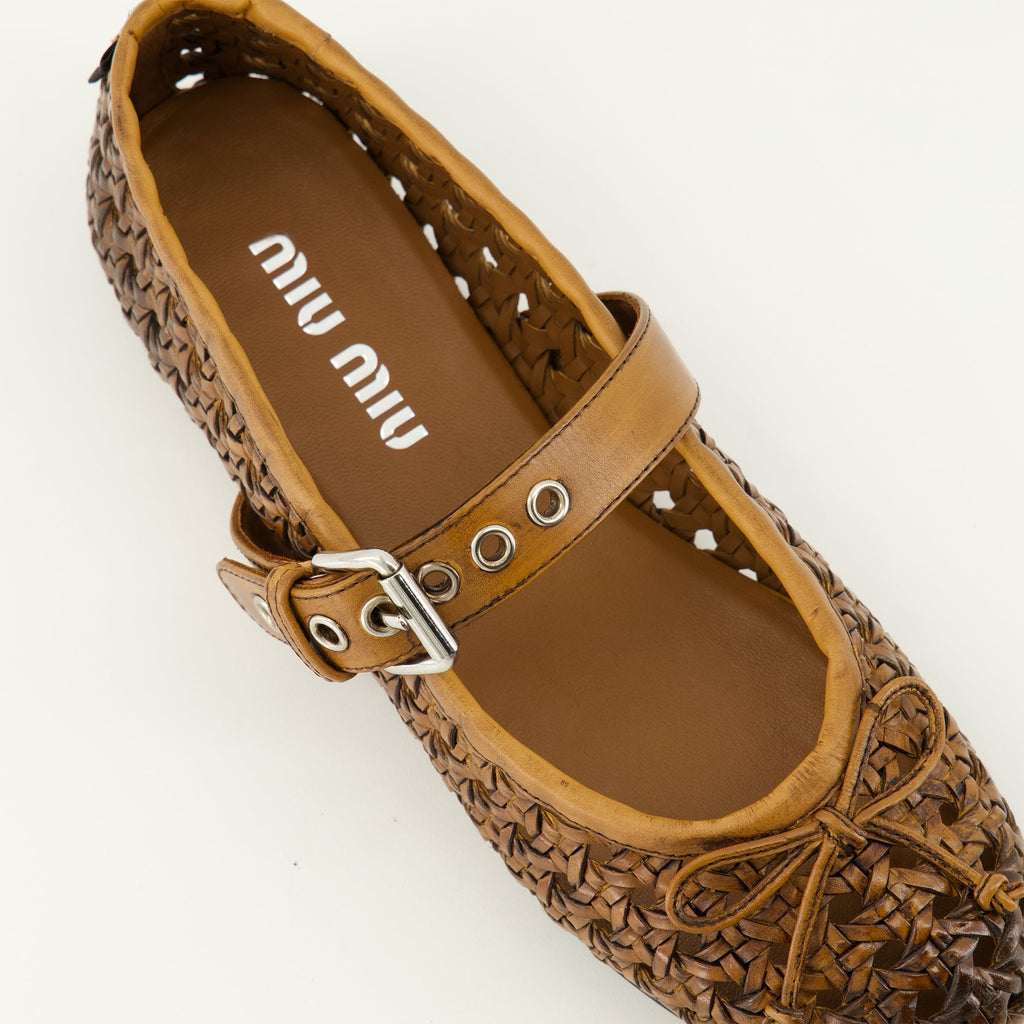 Cannage Leather Ballerinas