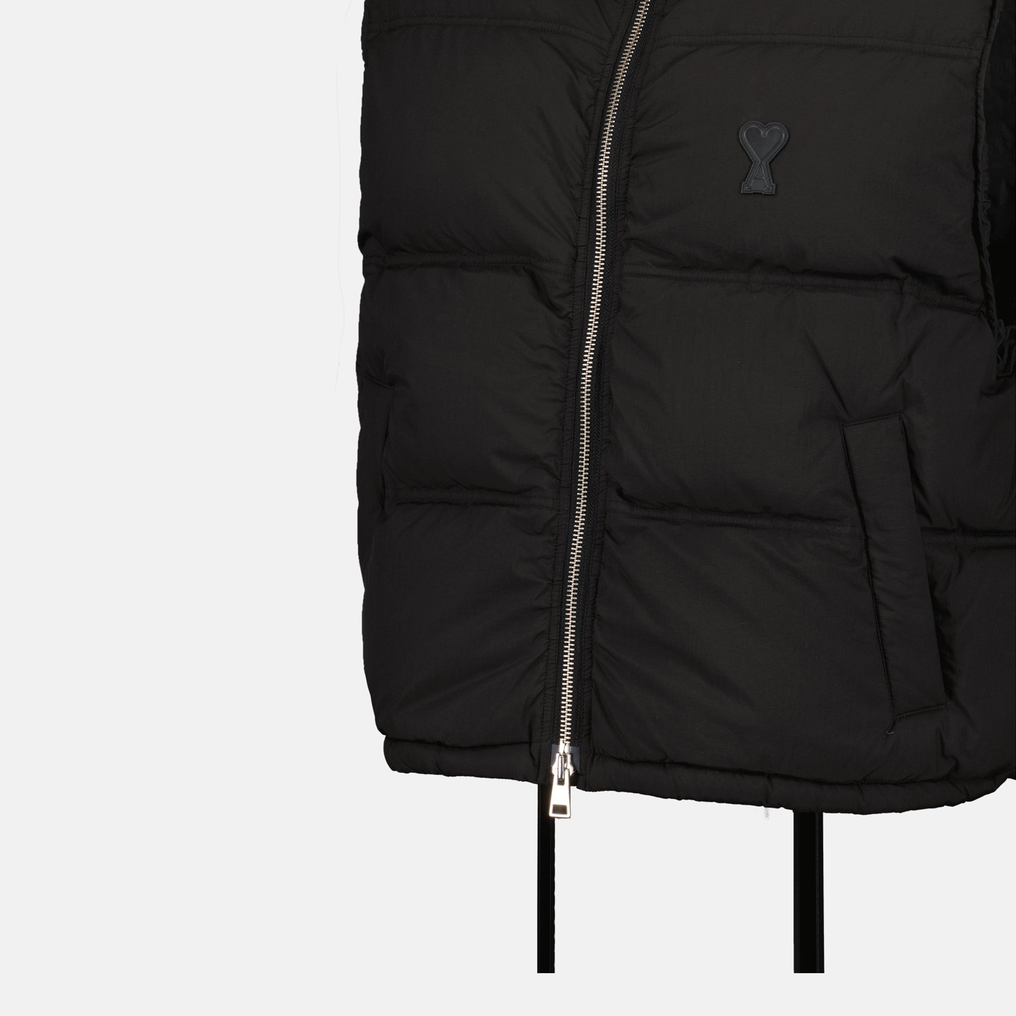 Image of Sleeveless Nylon Down Jacket by Ami PARIS for Men - Season Autumn-Winter 2024 - Detail View 5