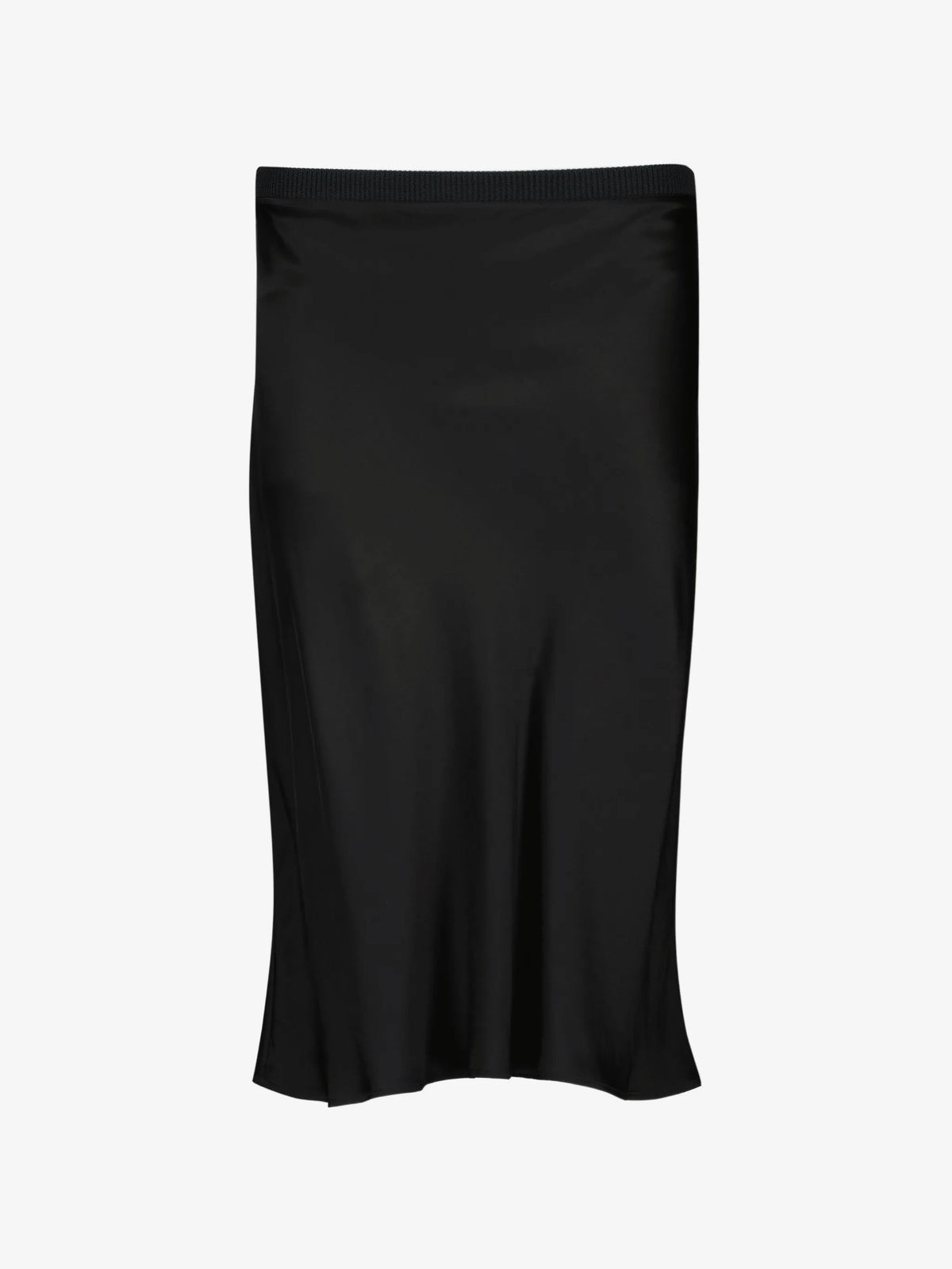 Image of Midi Black Satin Effect Skirt by Ami PARIS for Women - Season Spring-Summer 2026 - Model View 1