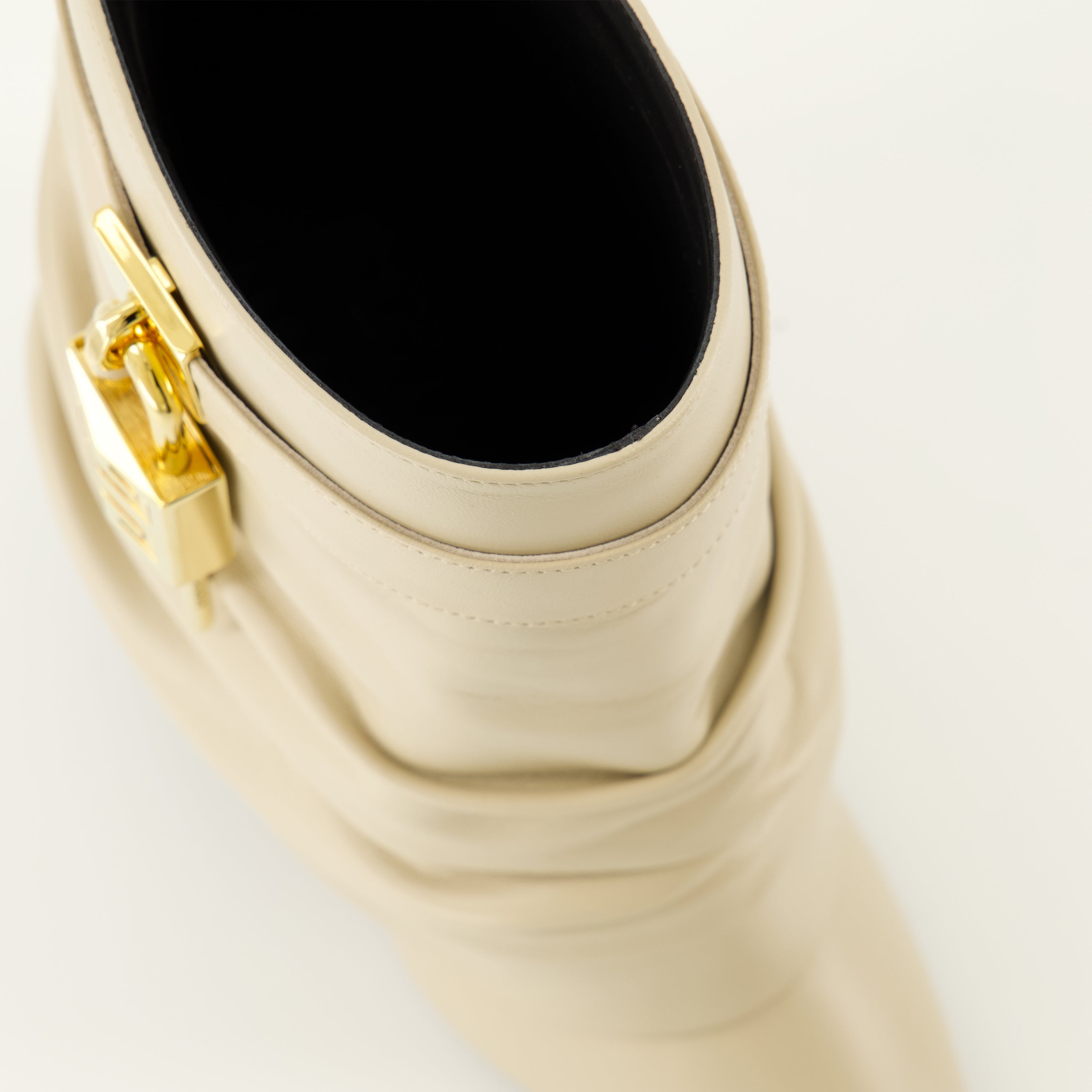 Givenchy booties, Shark Lock Stiletto, nappa leather footwear, golden metallic details, high-end women's shoes