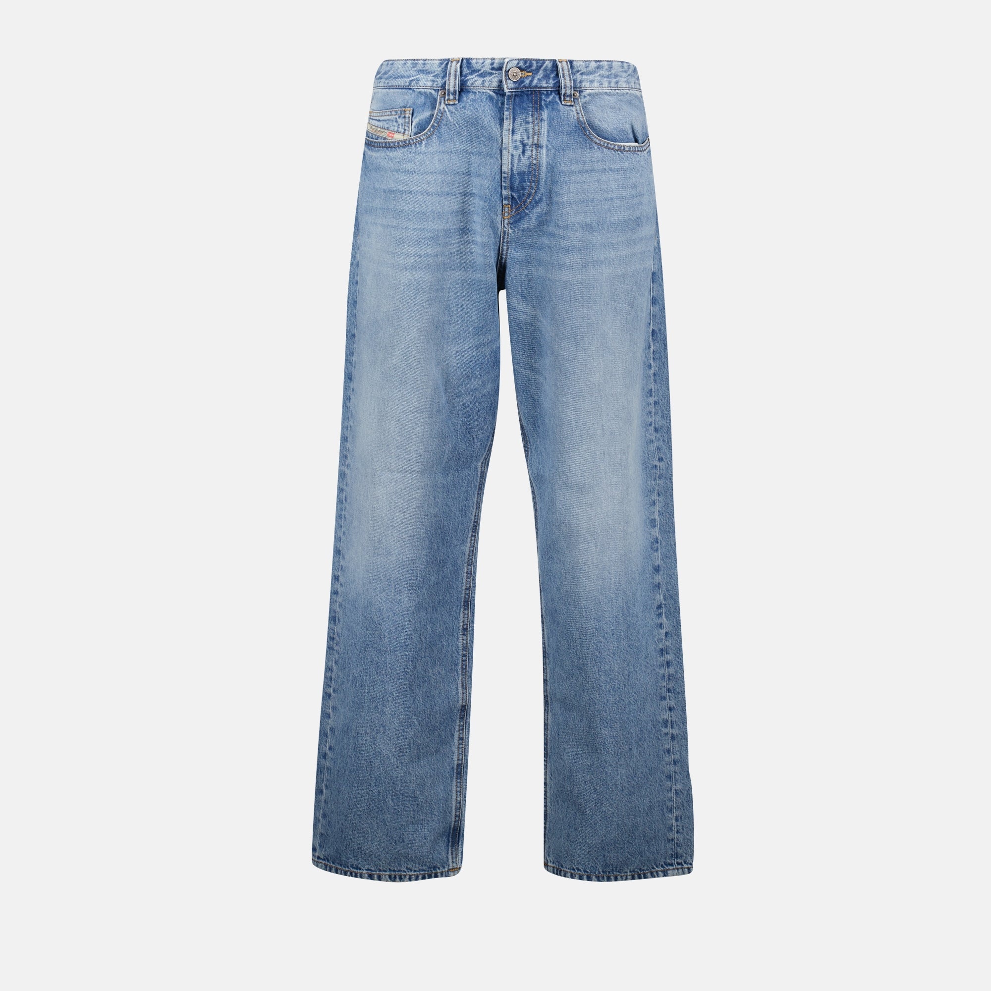 Image of Light Blue Straight Jeans by Diesel for Men - Season Spring-Summer 2025 - Front View