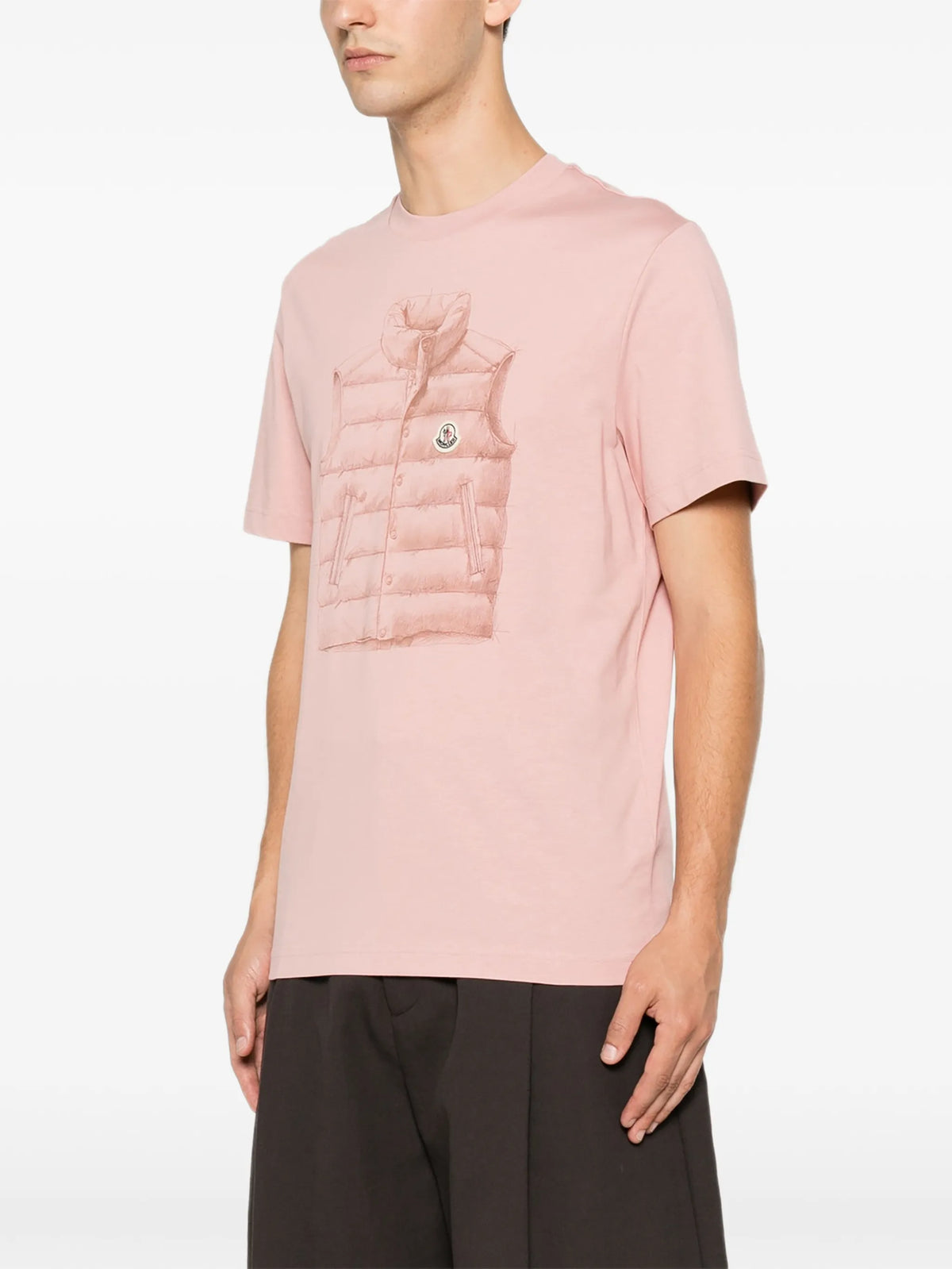 Image of Pink Doudoune Print T-Shirt by Moncler for Men - Season Autumn-Winter 2026 - Model View 2
