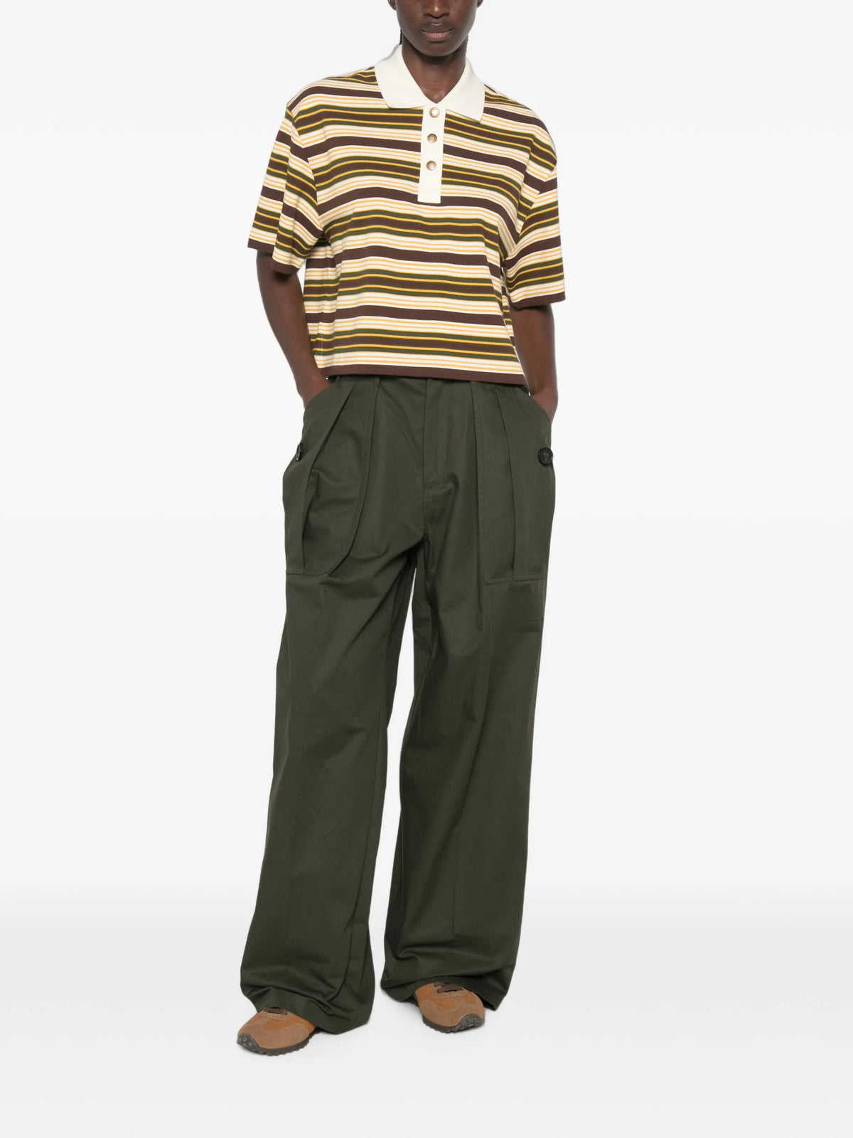 Image of Striped Cotton Polo by Moncler for Women - Season Autumn-Winter 2026 - Model View 1