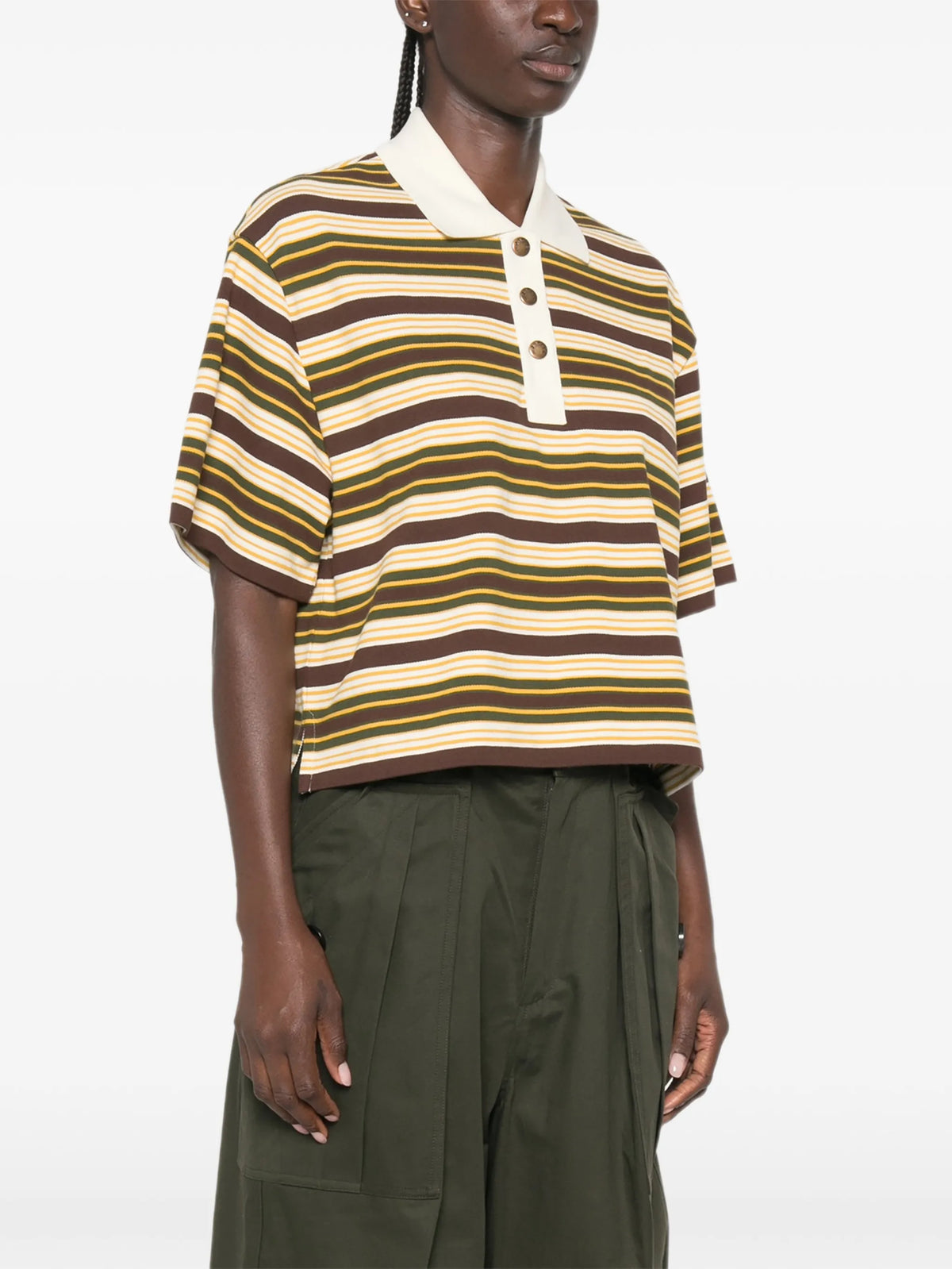 Image of Striped Cotton Polo by Moncler for Women - Season Autumn-Winter 2026 - Model View 2