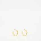 Fendi earrings, gold earrings, crystal earrings, designer jewelry, FF logo earrings