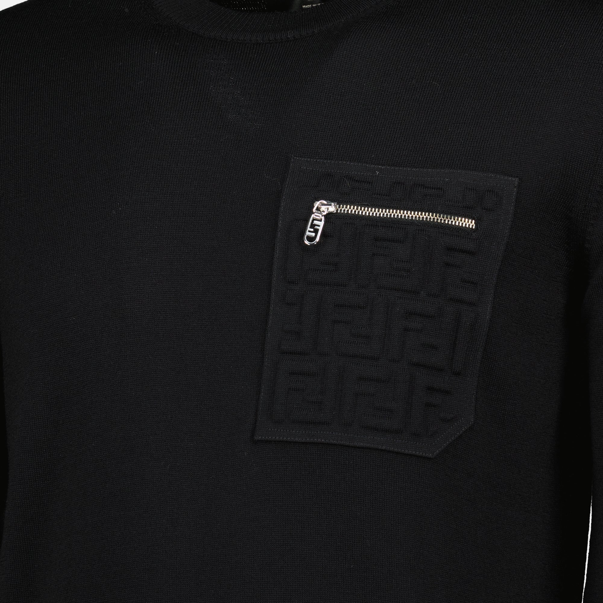 Fendi sweater, black wool sweater, FF logo, Autumn-Winter collection, men's fashion