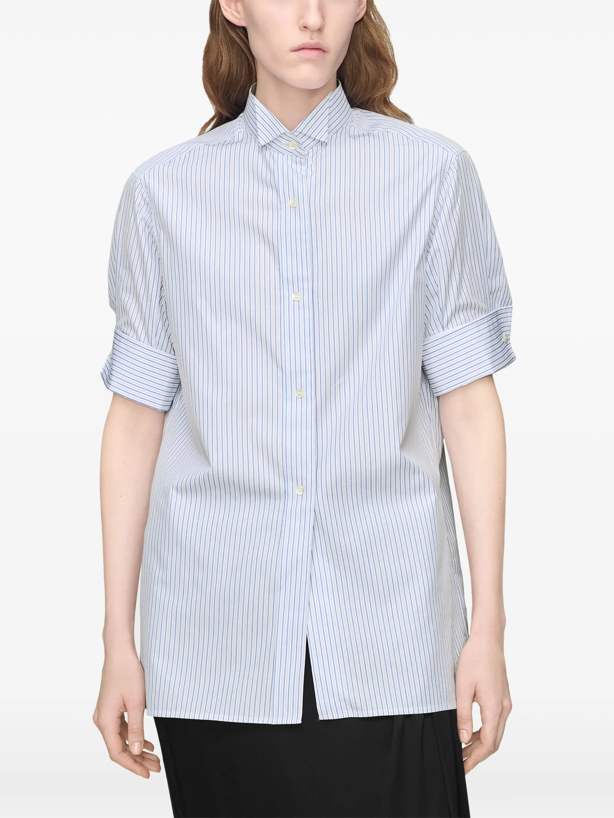 Image of Striped Cotton Jacket by Maison Margiela for Women - Season Autumn-Winter 2026 - Model View 2