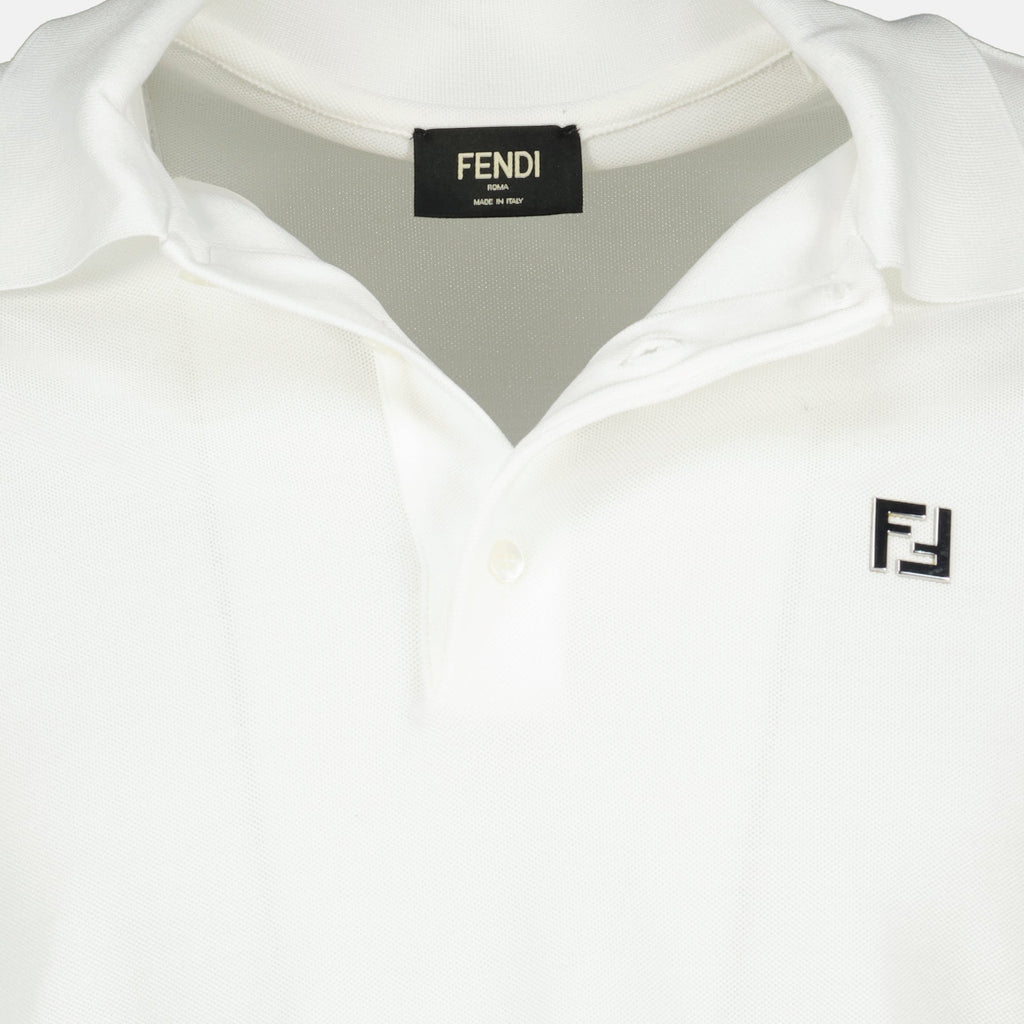 フェンディのメンズ用ホワイトピケコットンポロの画像 - シーズン春夏2026 - 詳細ビュー2